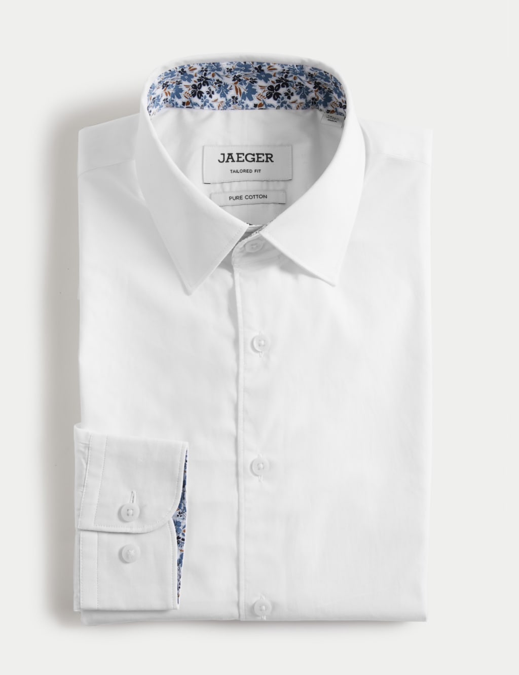 Tailored Fit Pure Cotton Floral Trim Shirt 1 of 2