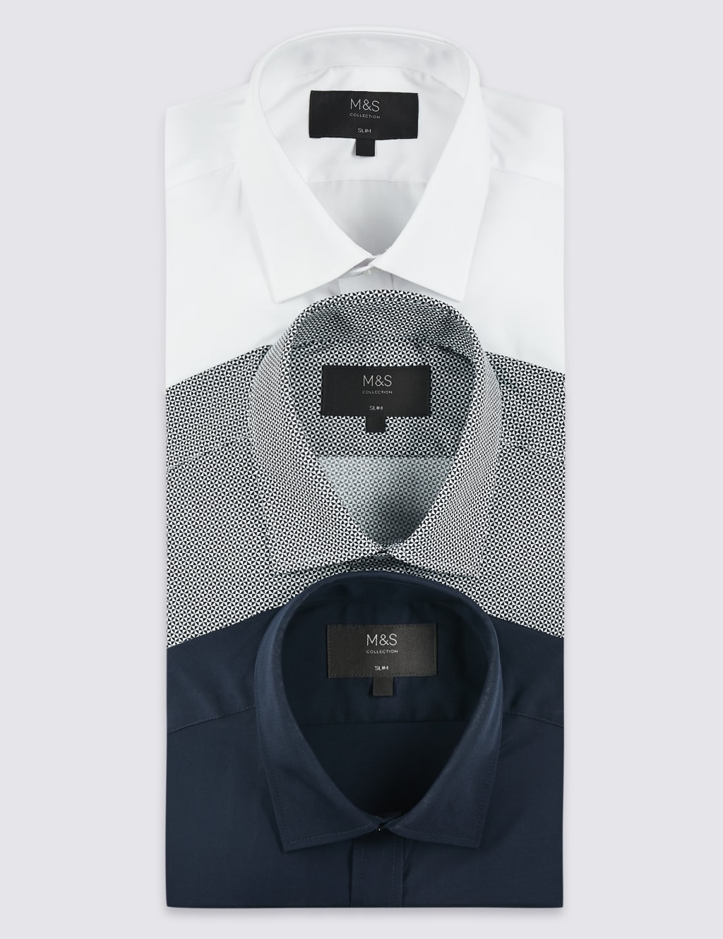 3 Pack Cotton Blend Slim Fit Shirts 2 of 6
