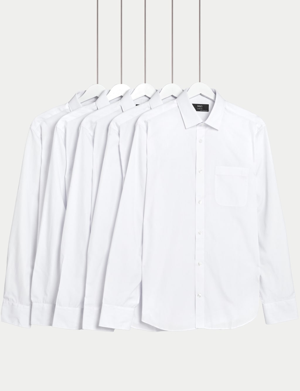 5pk Slim Fit Easy Iron Long Sleeve Shirts 1 of 5