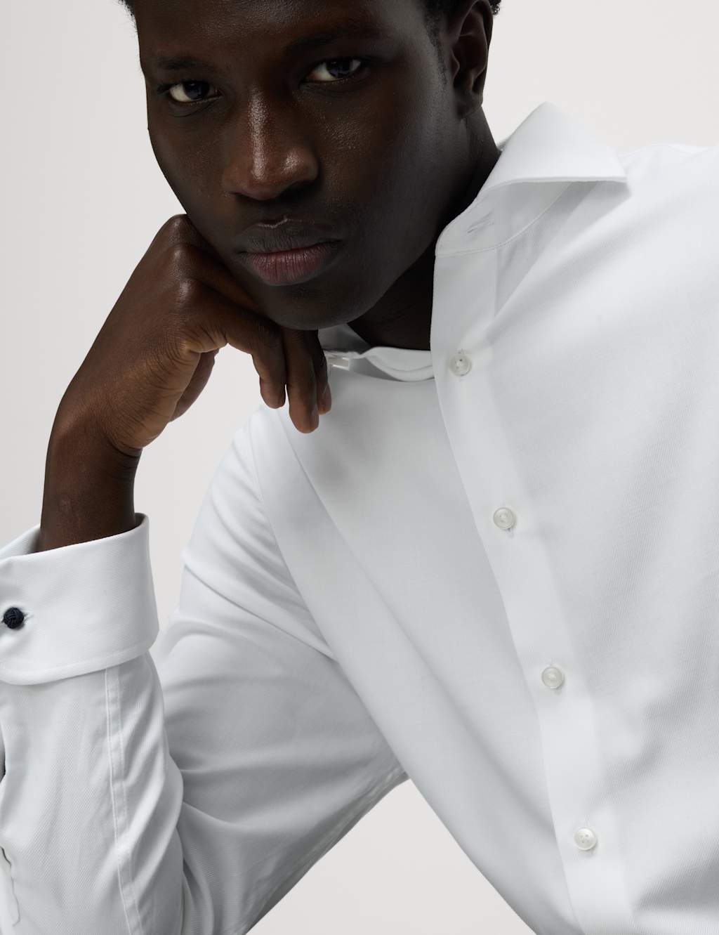 Tailored Fit Luxury Cotton Double Cuff Twill Shirt 4 of 5