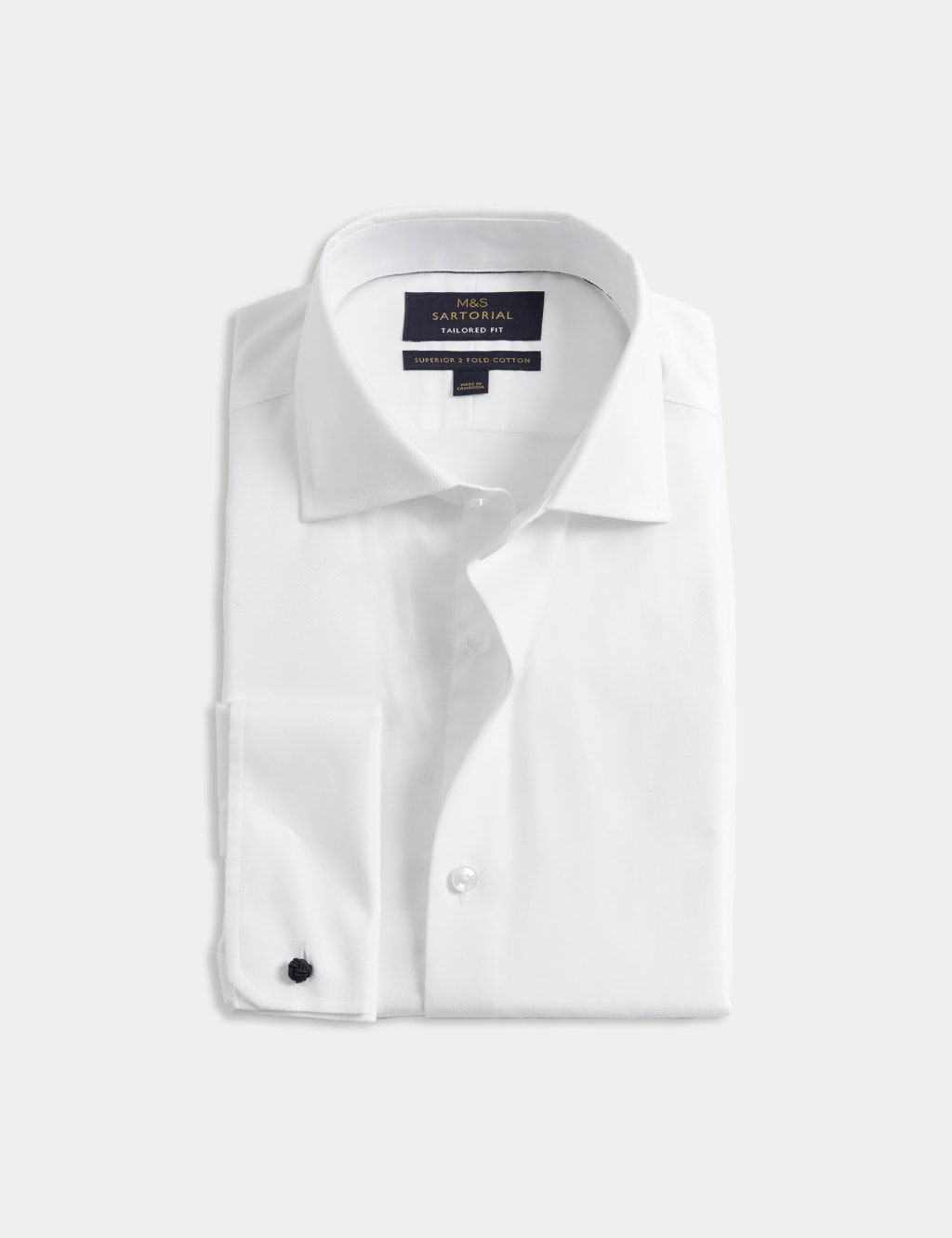 Tailored Fit Luxury Cotton Double Cuff Twill Shirt 2 of 5