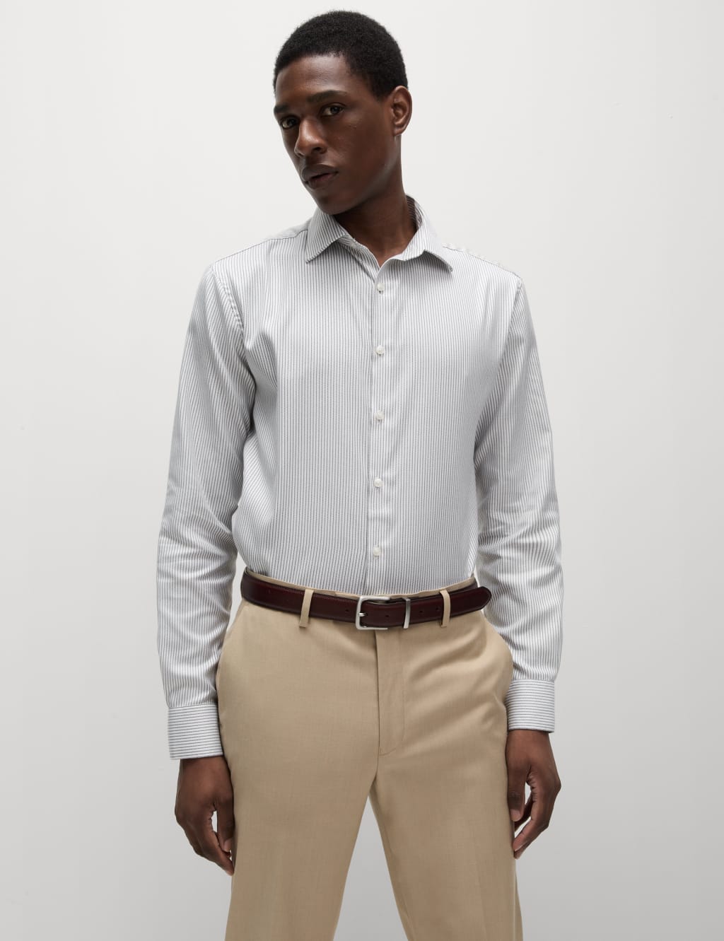 Tailored Fit Luxury Pure Cotton Striped Shirt M S SARTORIAL M S