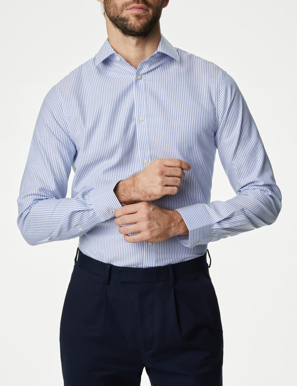 Slim Fit Non Iron Pure Cotton Stripe Shirt 1 of 6
