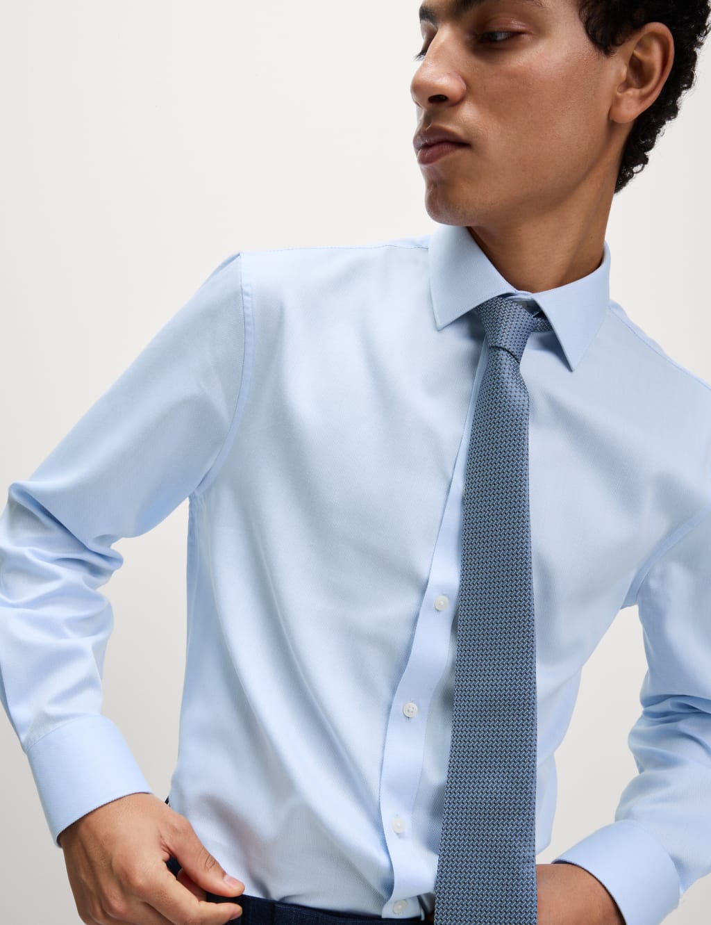 Regular Fit Easy Iron Cotton Blend Shirt & Tie 1 of 6
