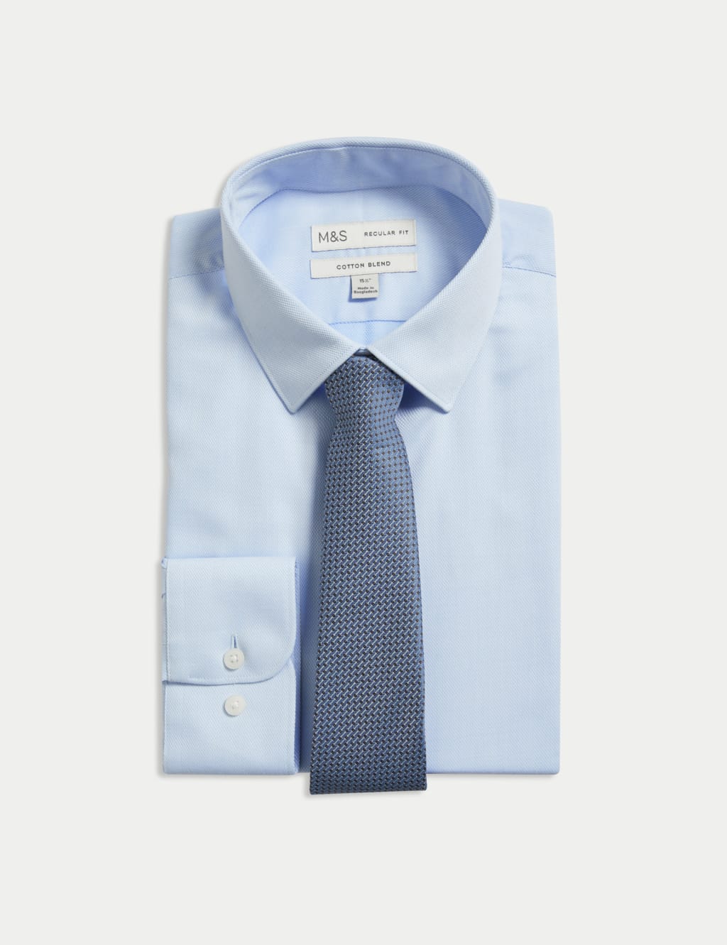 Regular Fit Easy Iron Cotton Blend Shirt & Tie 2 of 6
