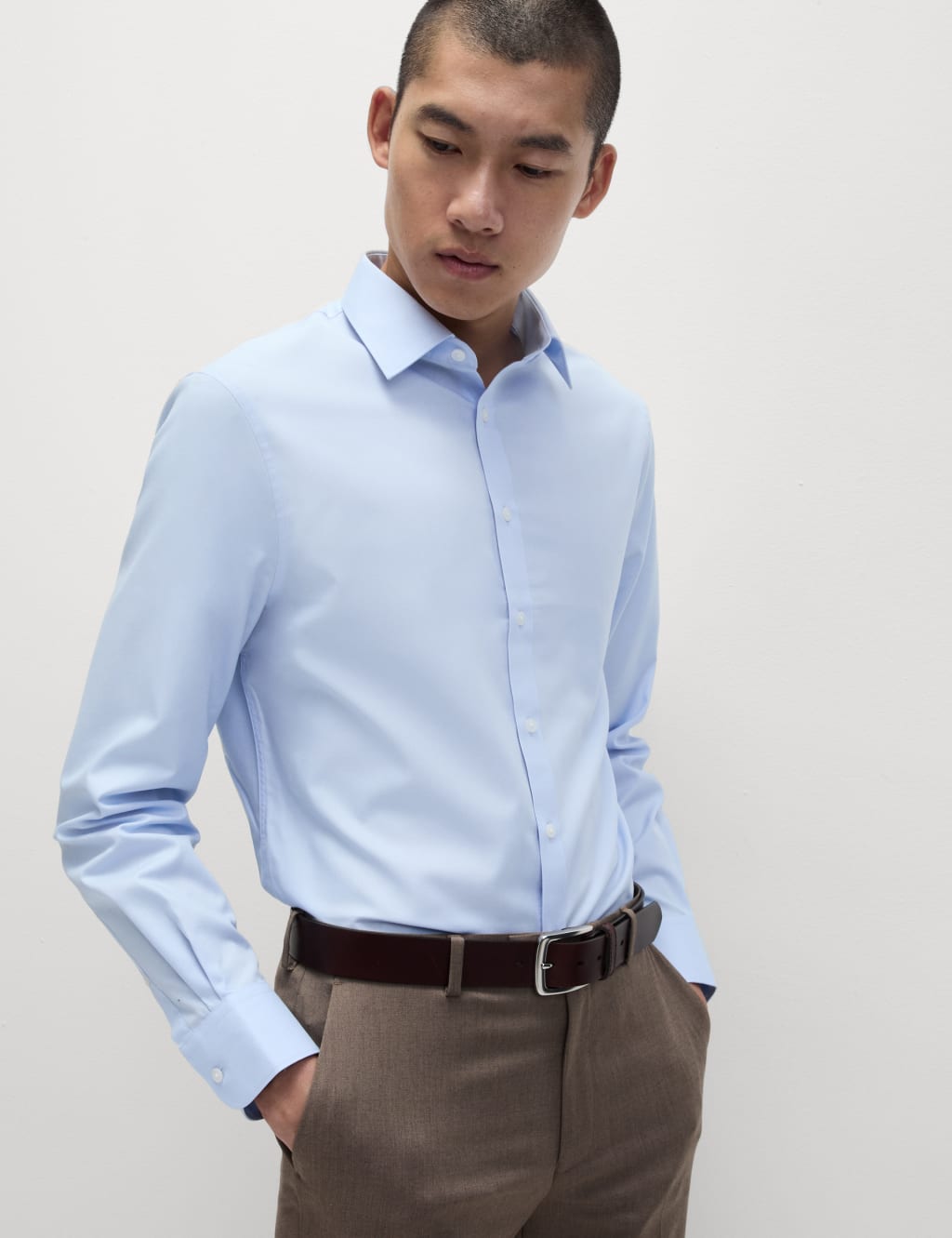 4pc Regular Fit Easy Iron Shirt and Tie Set 5 of 6