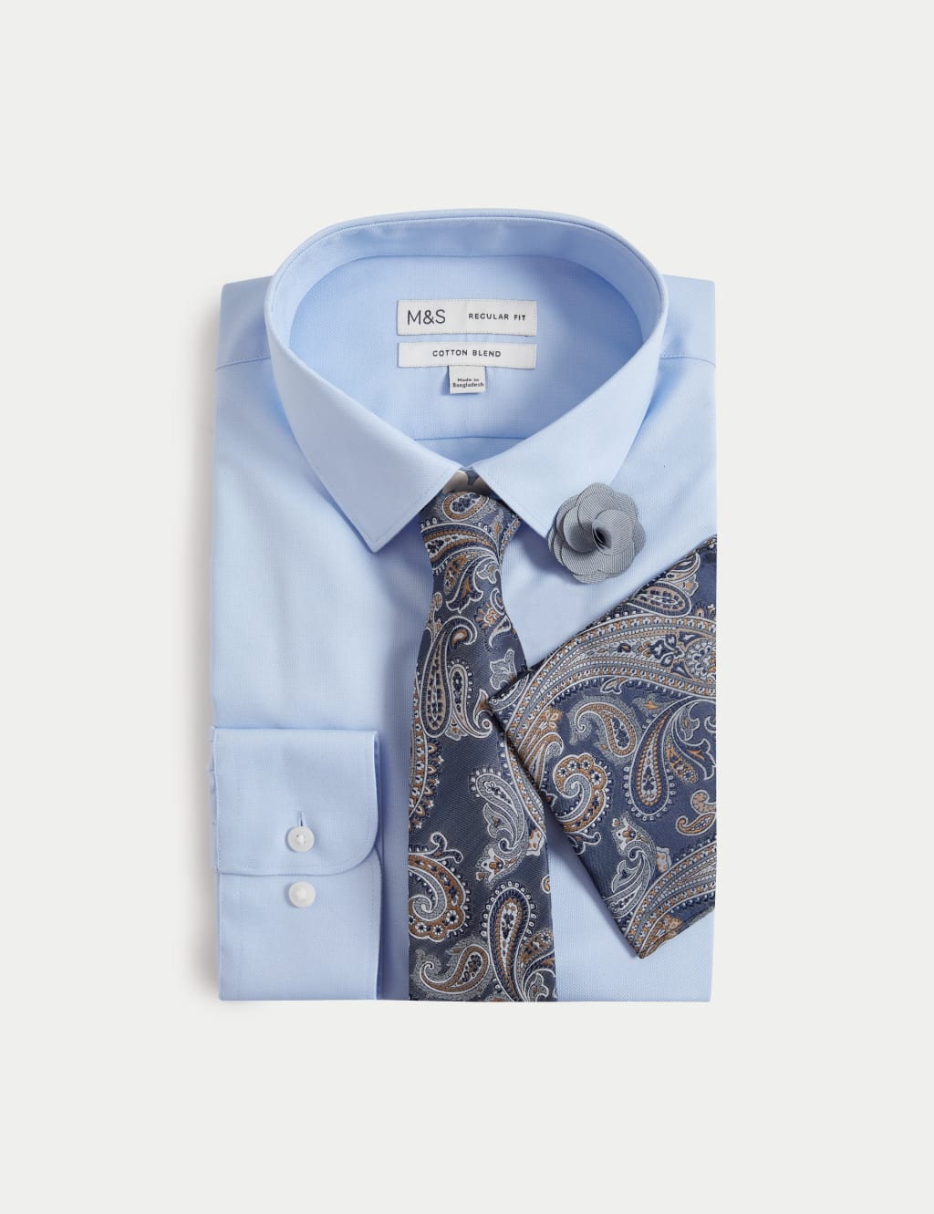 4pc Regular Fit Easy Iron Shirt and Tie Set 2 of 6