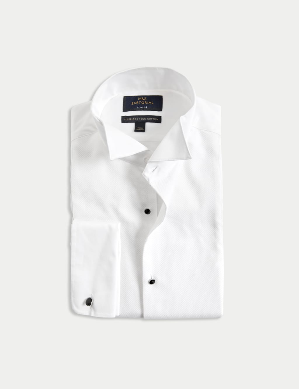 Slim Fit Luxury Cotton Double Cuff Dress Shirt M S SARTORIAL M S