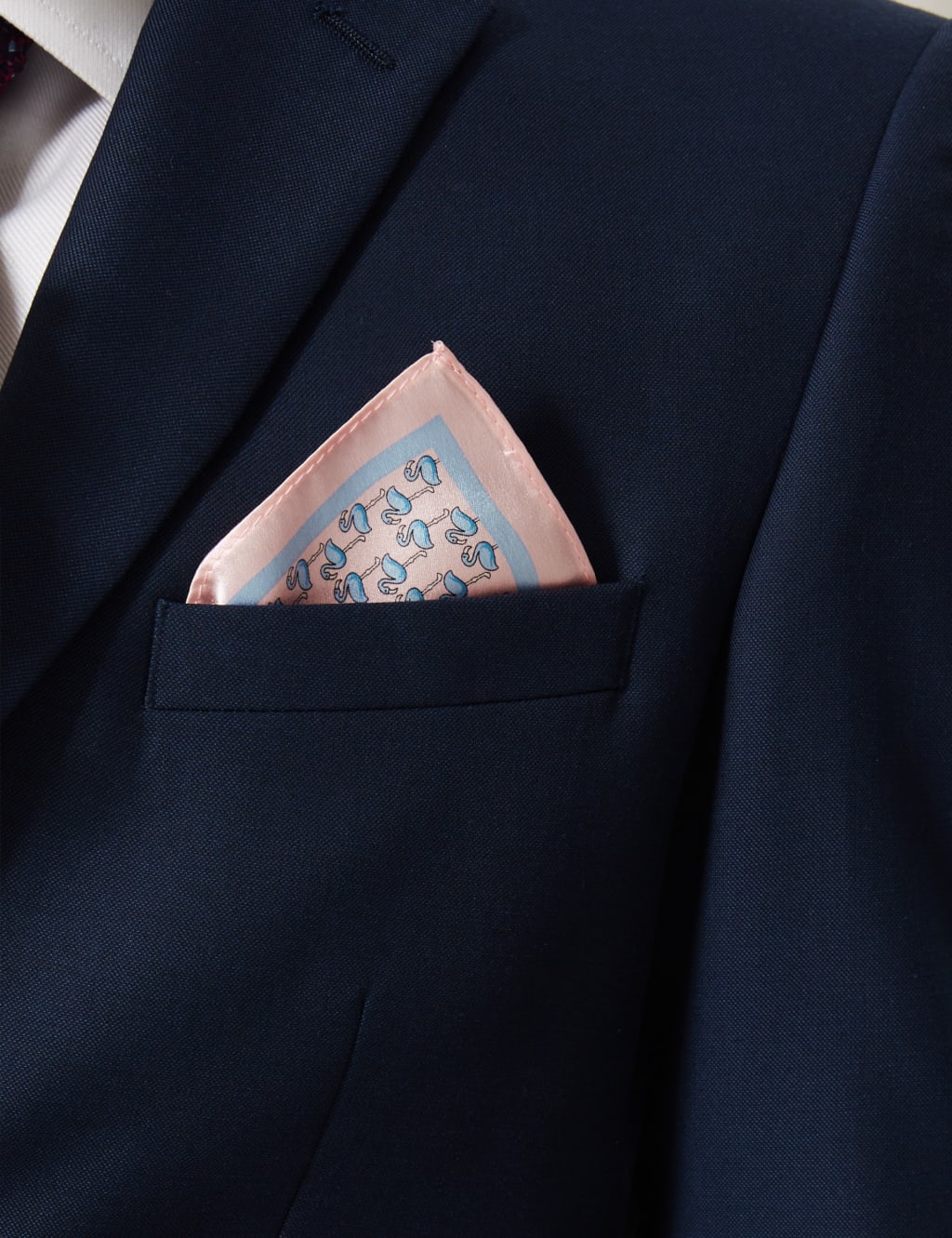 Pure Silk Flamingo Print Pocket Square 1 of 2