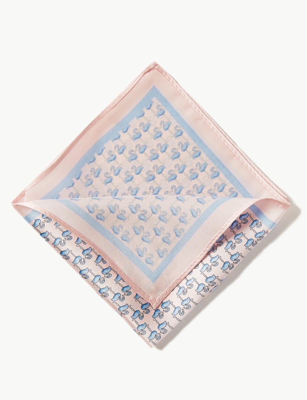 Pure Silk Flamingo Print Pocket Square 2 of 2