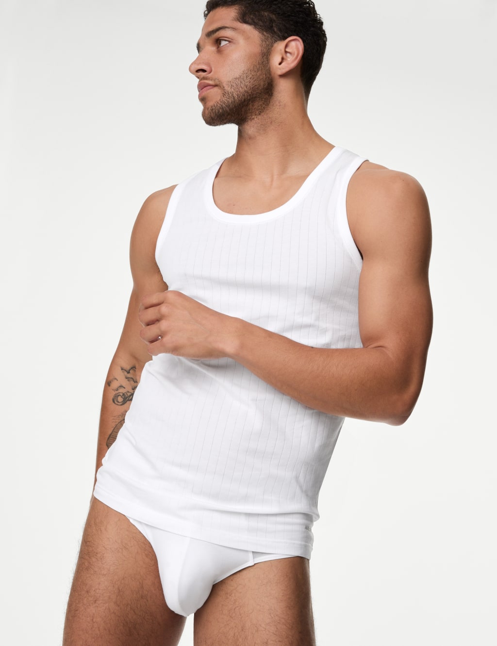 2pk Supima® Cotton Drop Needle Sleeveless Vest Box 3 of 4
