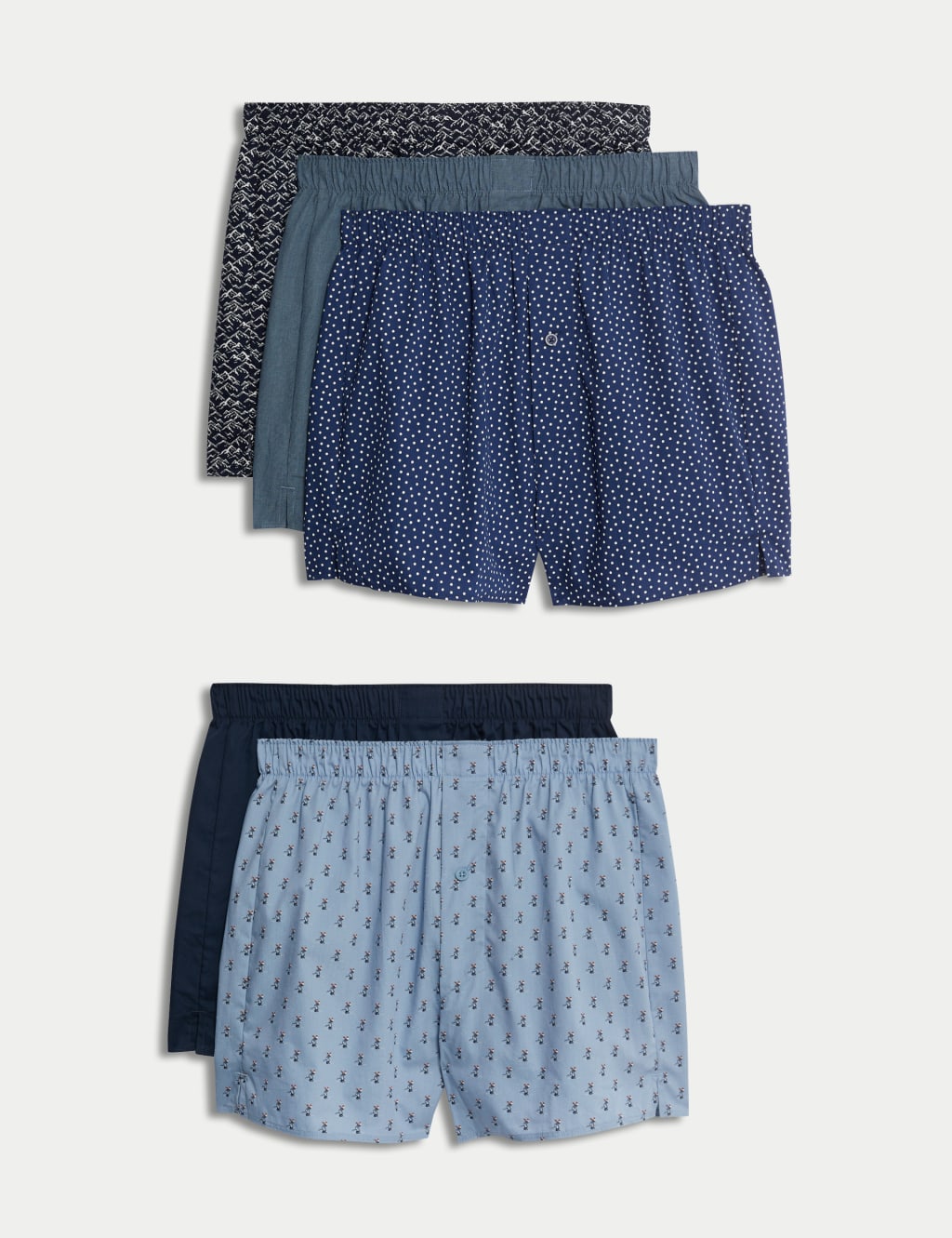 5pk Pure Cotton Skier Woven Boxers M S Collection M S