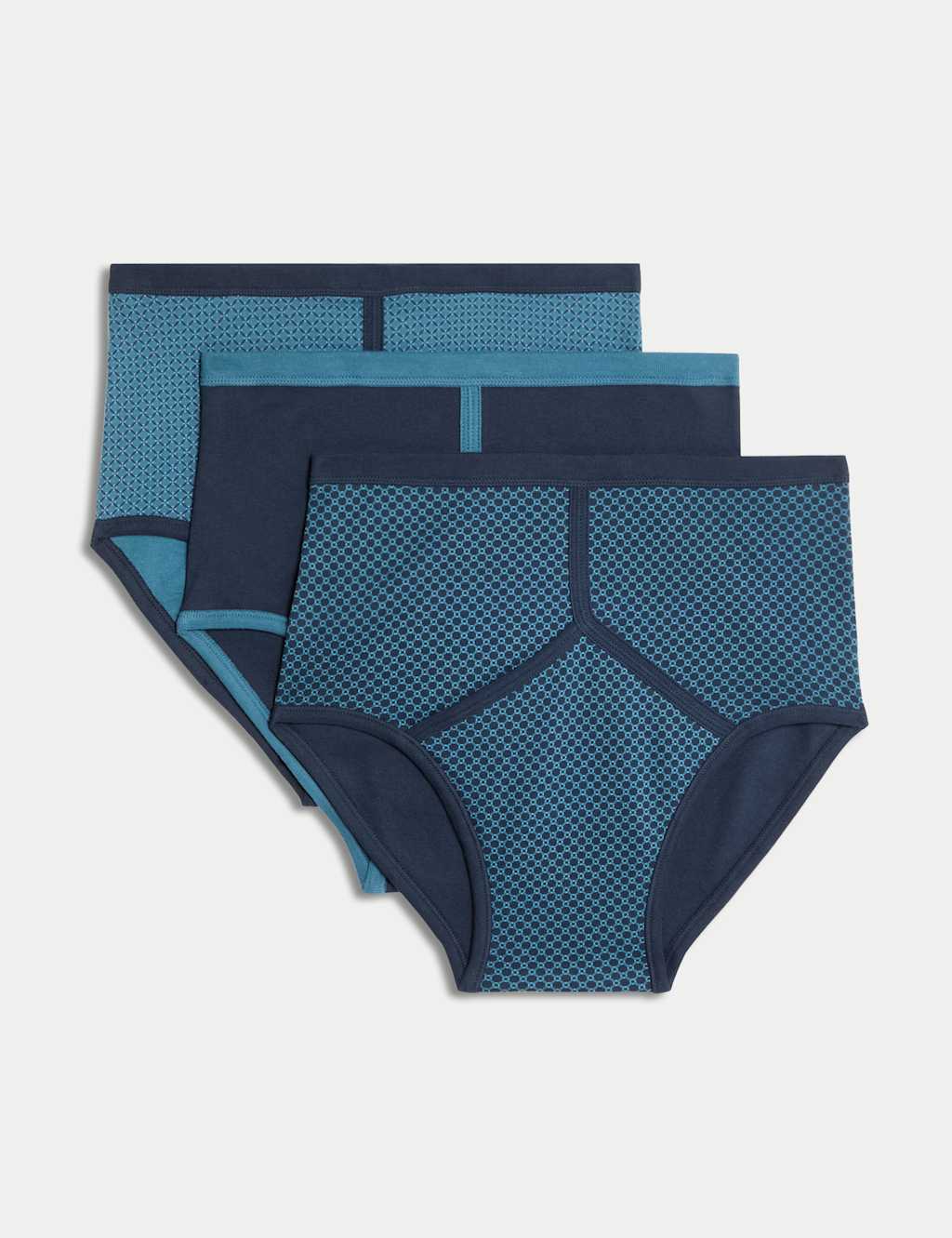 3pk Pure Cotton Assorted Pattern High Waist Briefs