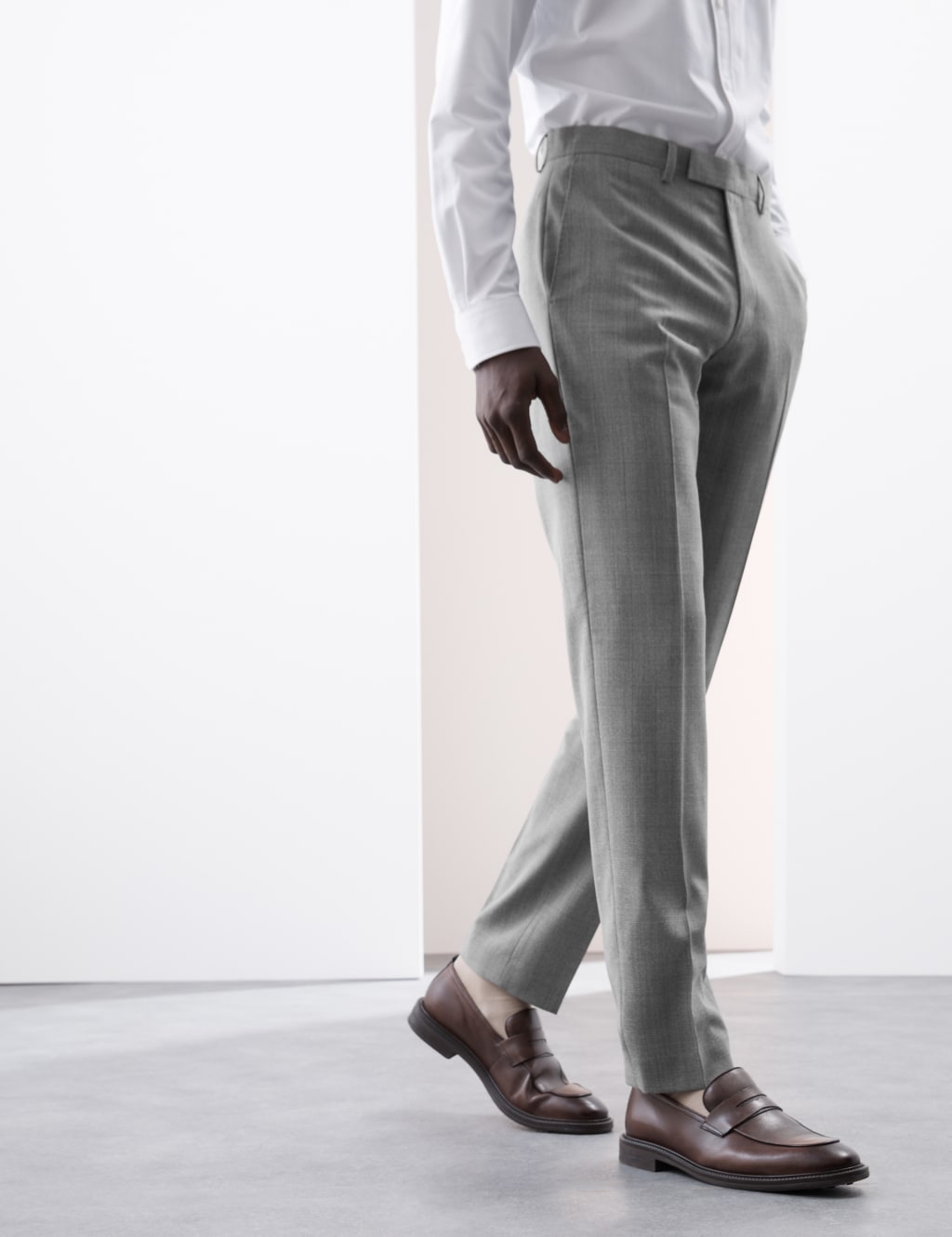 Tailored Fit Pure Wool Check Suit Trousers 1 of 5