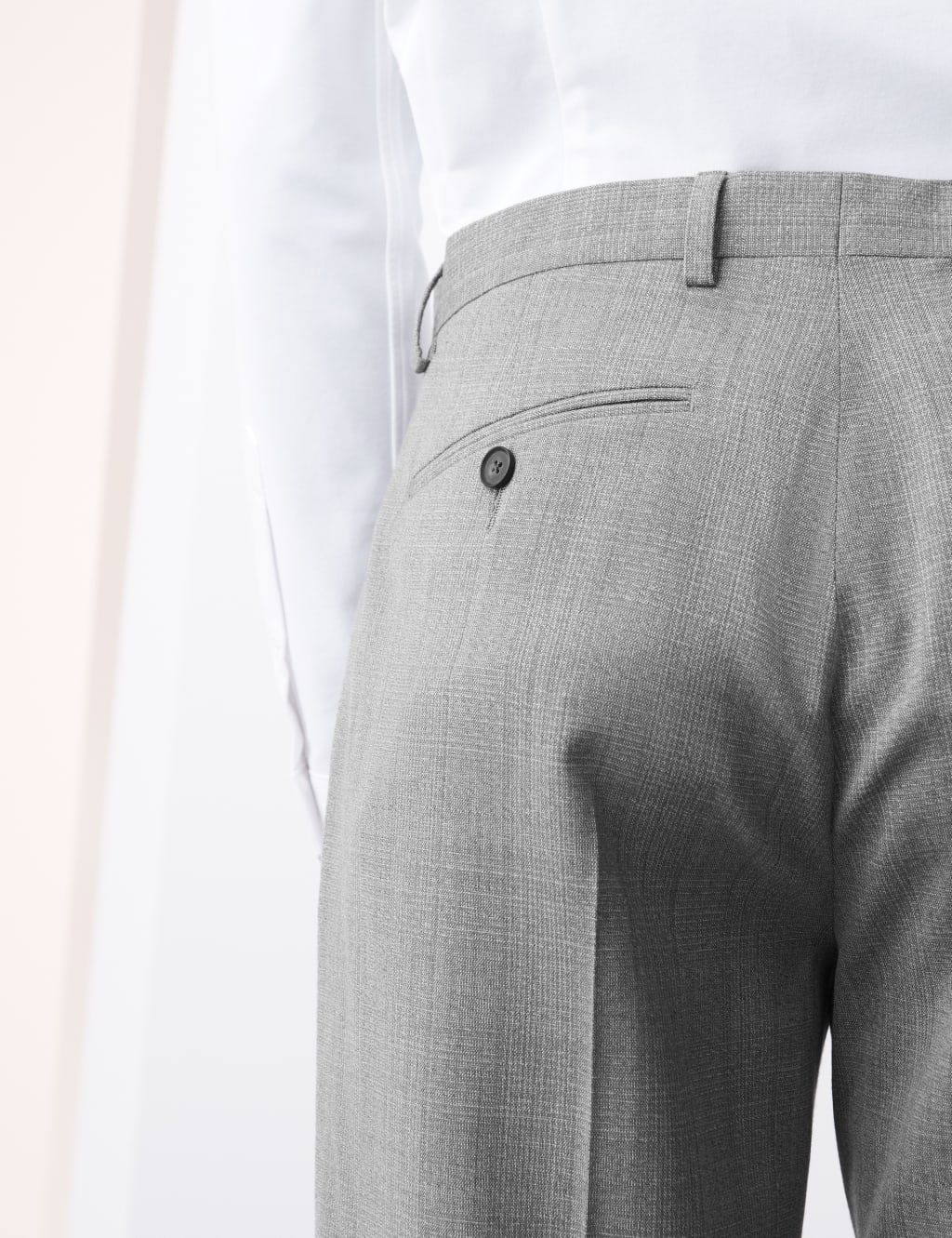 Tailored Fit Pure Wool Check Suit Trousers 4 of 5