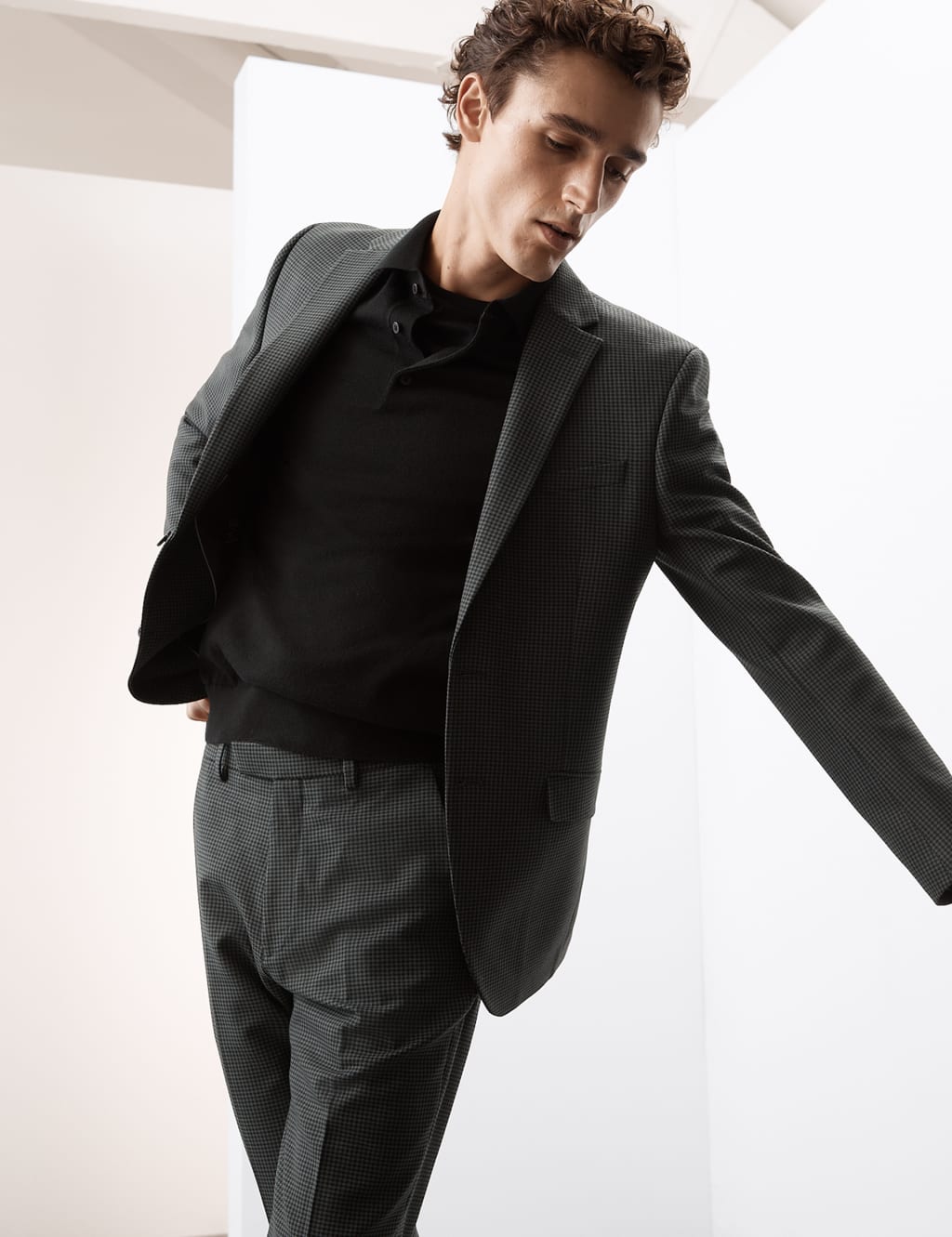 Black check suit jacket best sale