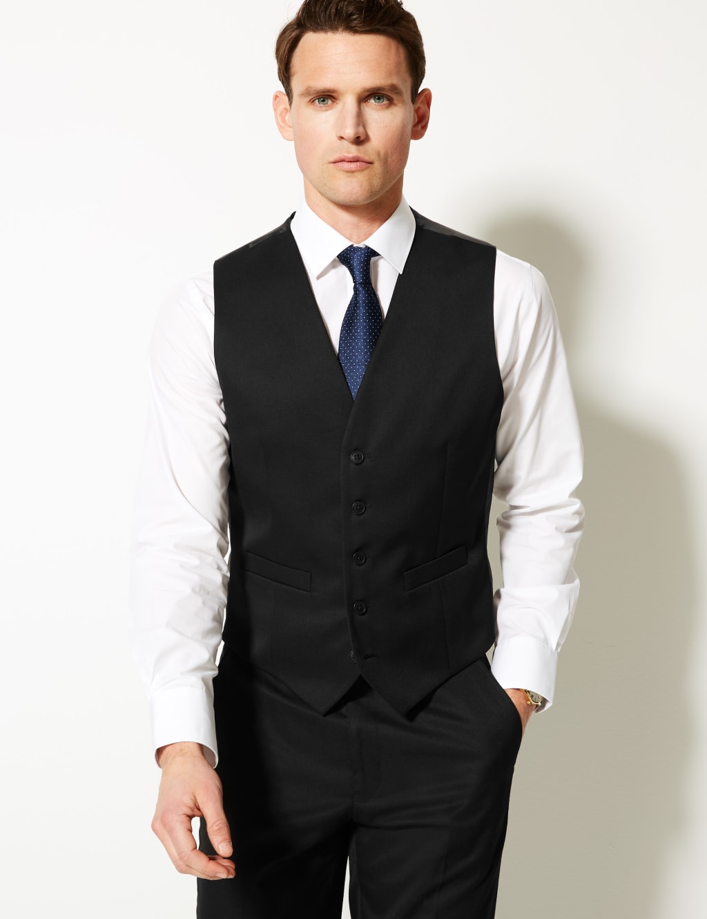 Black Regular Fit Waistcoat M S Collection M S