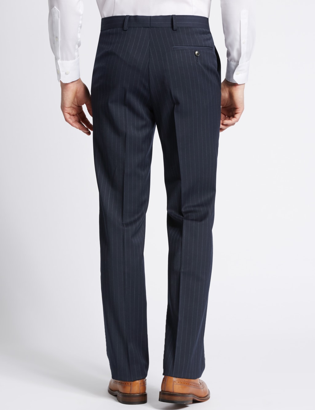 Navy Striped Slim Fit Trousers 3 of 5