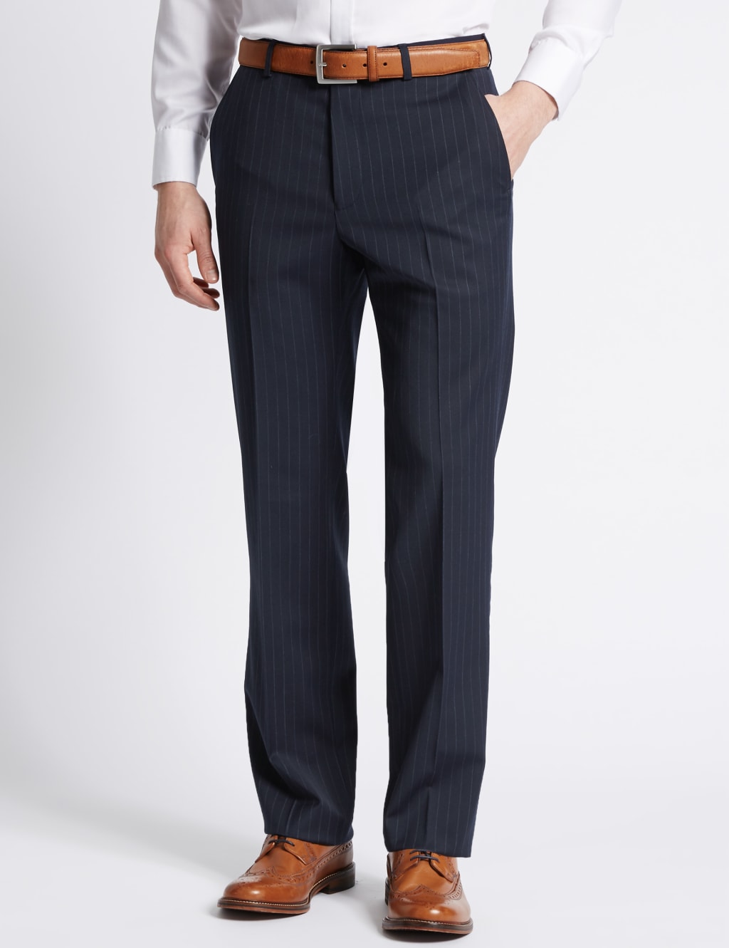 Striped slim fit trousers on sale