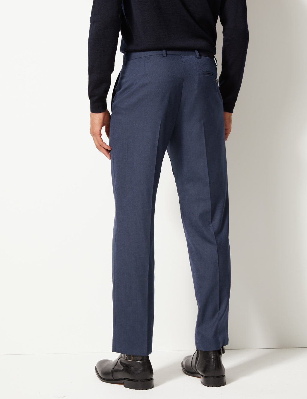 Indigo Textured Regular Fit Trousers 5 of 7