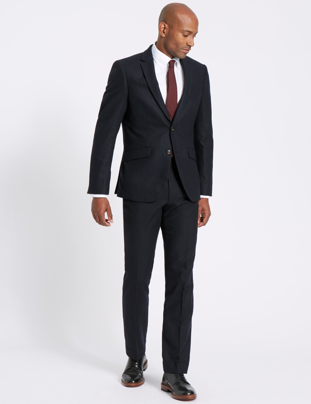 Navy Wool Blend Jacket with Italian Fabric 1 of 9