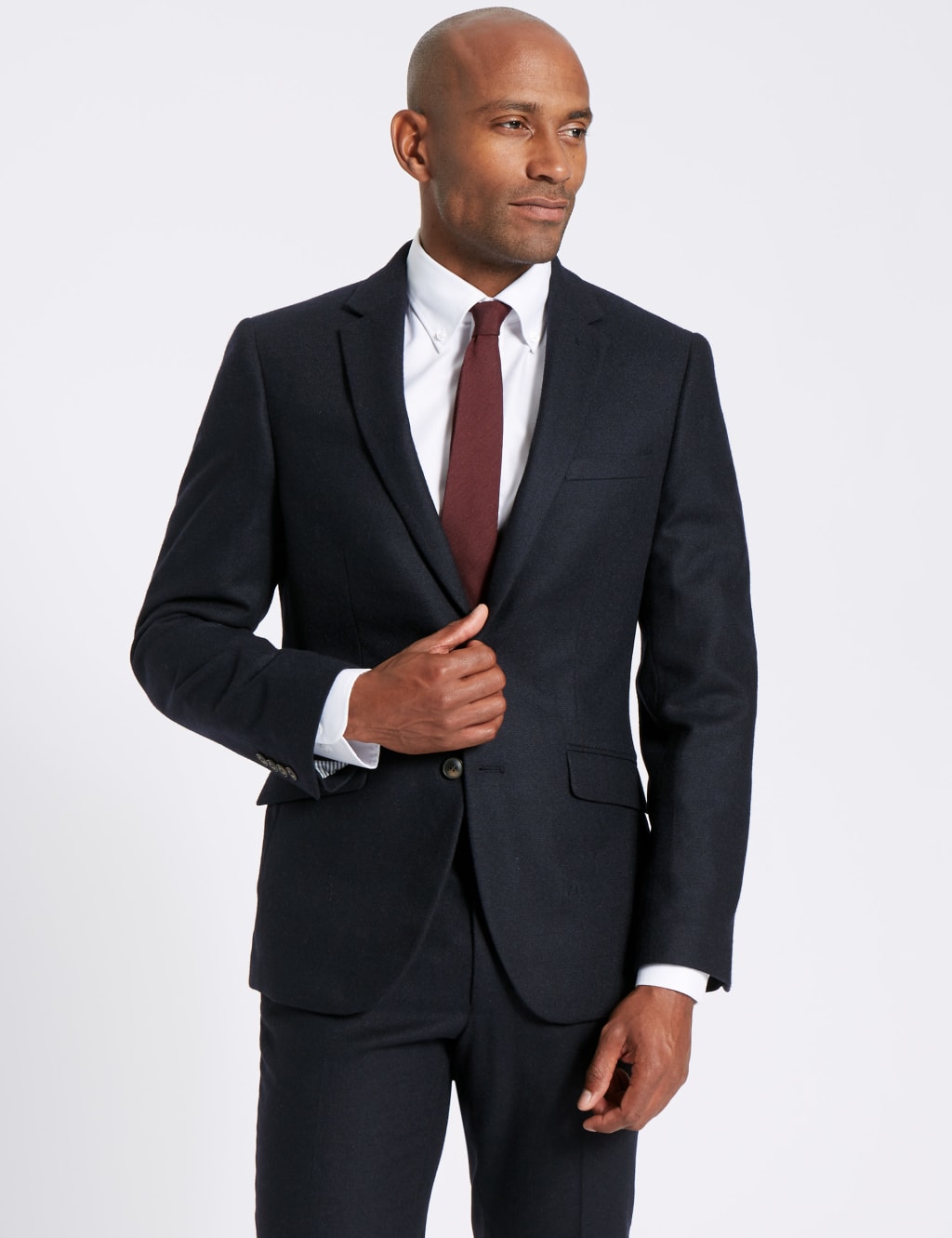 Navy Wool Blend Jacket with Italian Fabric 3 of 9