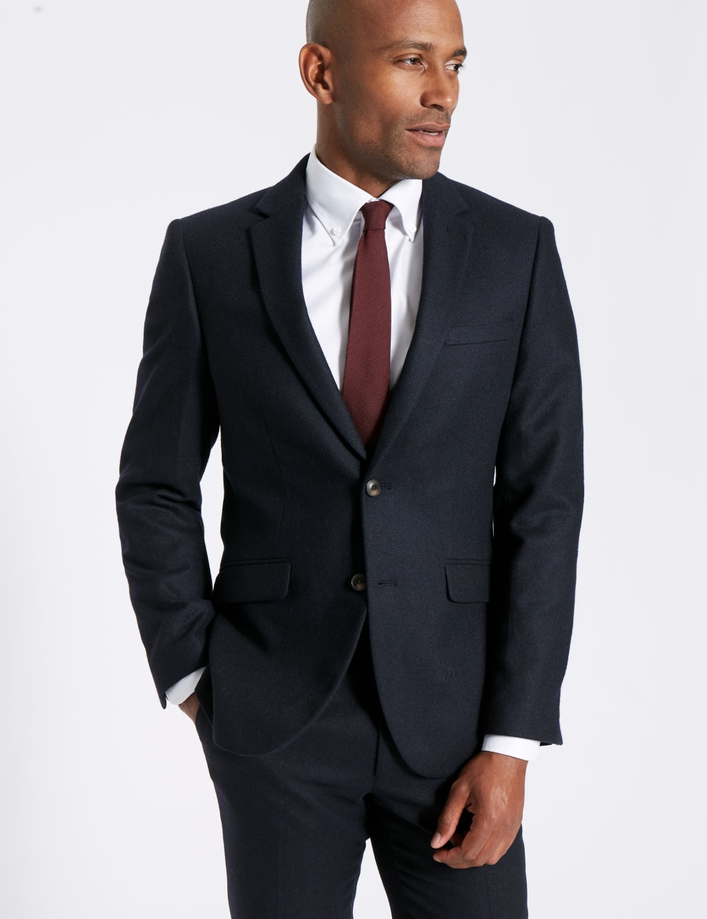 Navy Wool Blend Jacket with Italian Fabric 4 of 9