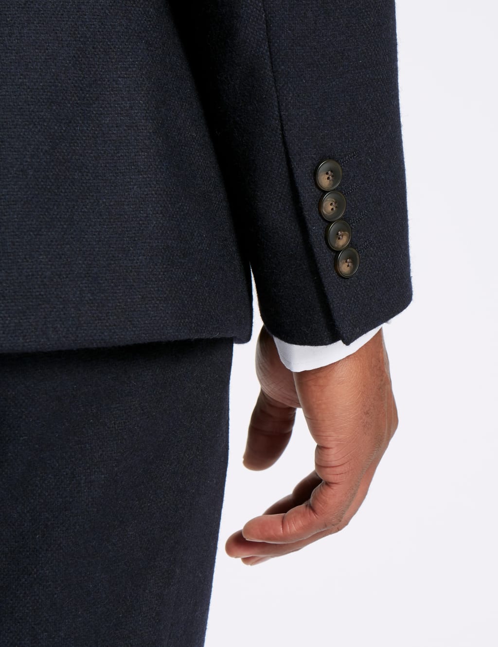 Navy Wool Blend Jacket with Italian Fabric 6 of 9