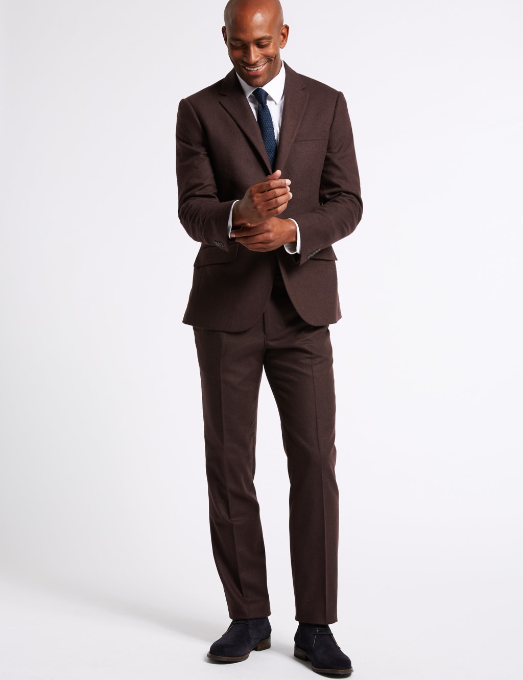 Burgundy Textured Tailored Fit Trousers 5 of 5