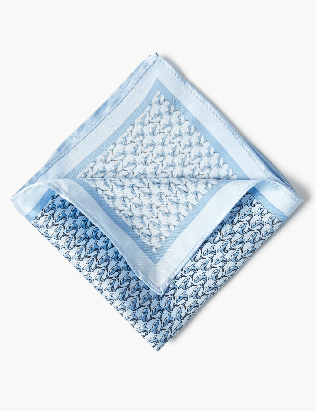 Pure Silk Shark Print Pocket Square 1 of 2