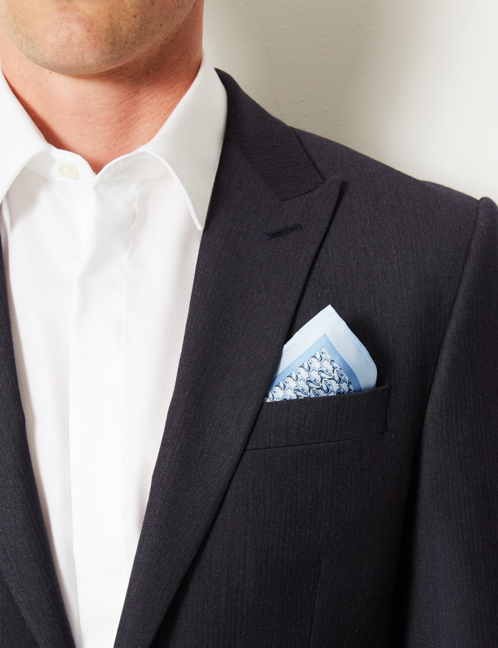 Pure Silk Shark Print Pocket Square 2 of 2
