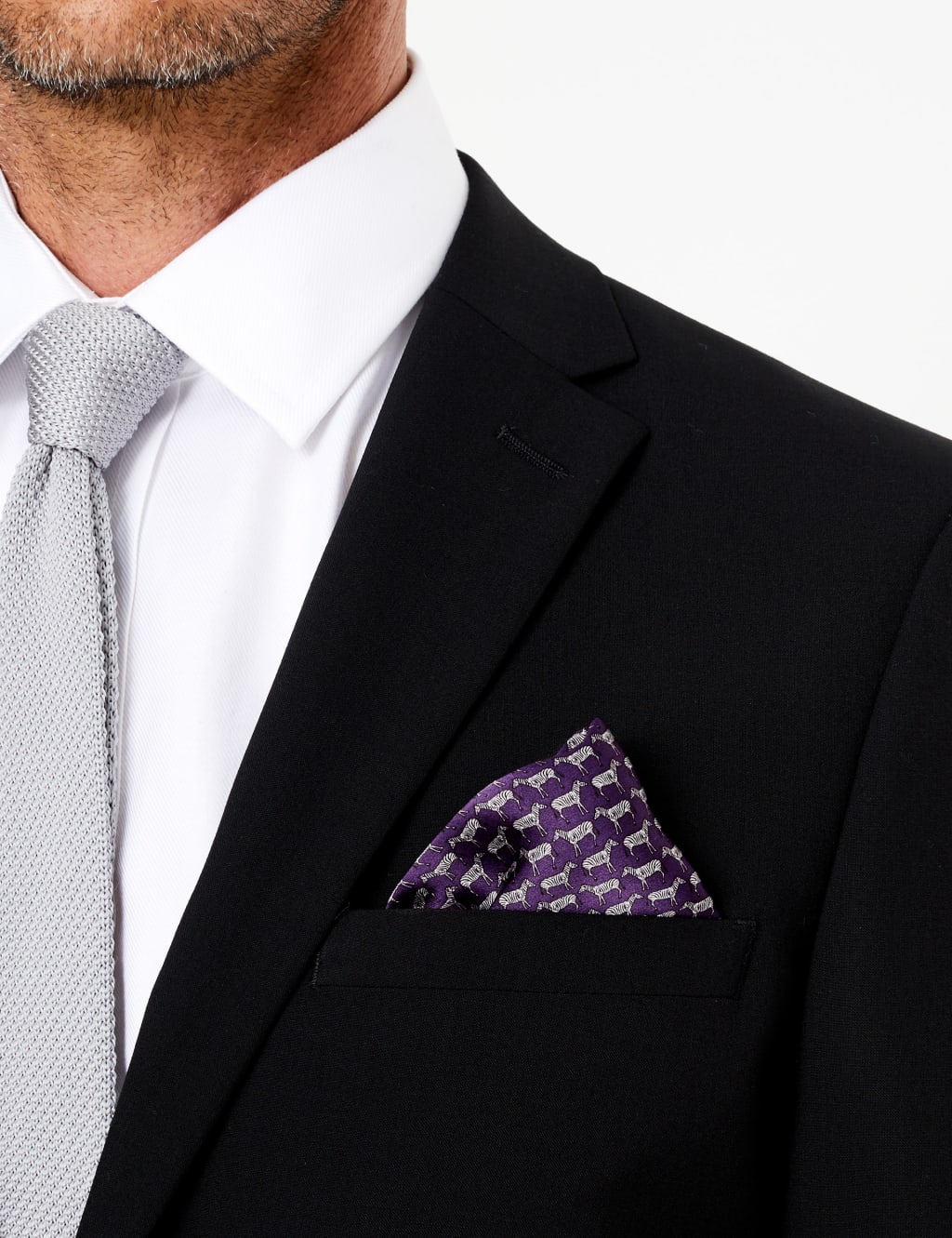 Luxury Pure Silk Zebra Print Pocket Square 2 of 2