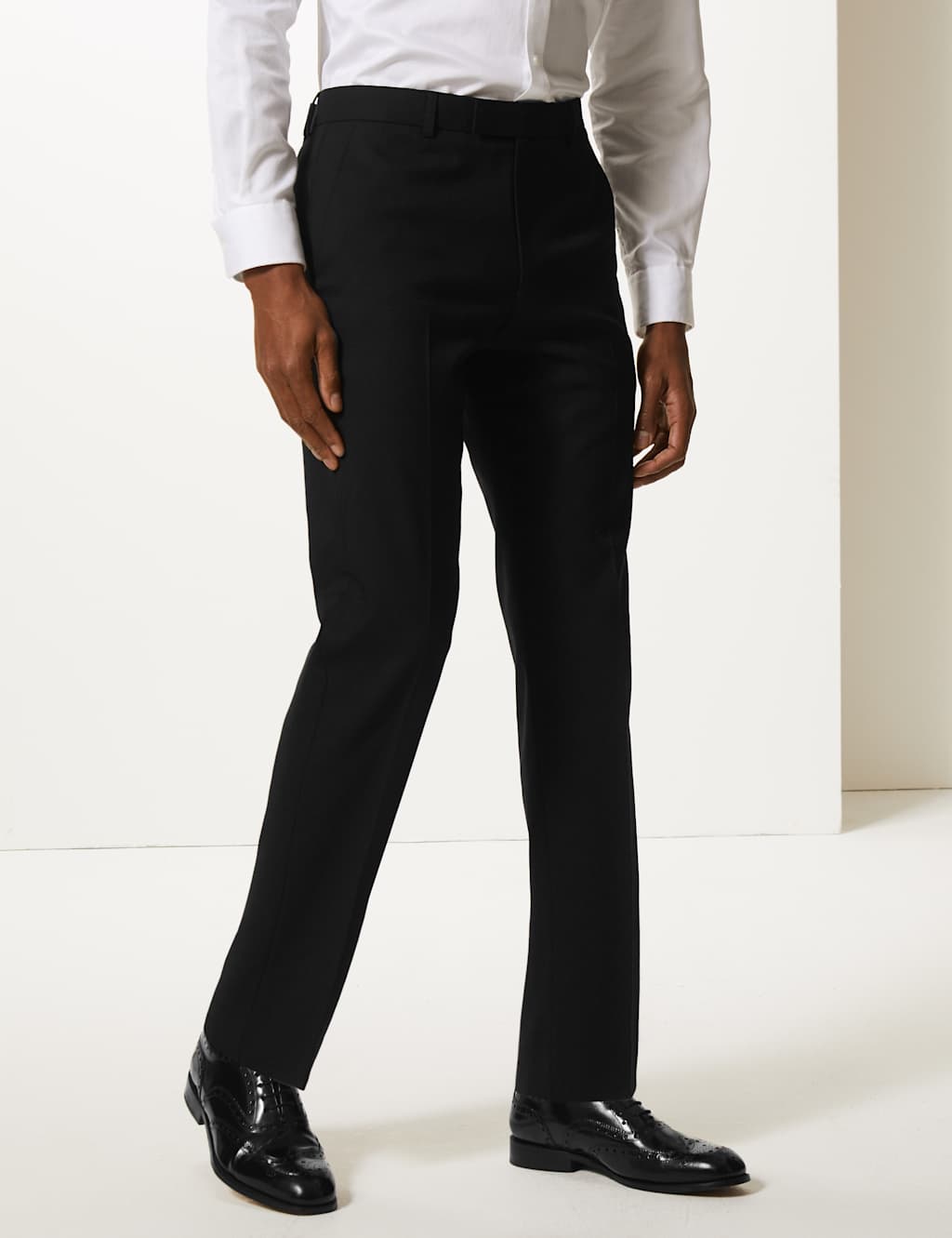 Big & Tall Black Textured Slim Fit Trousers 3 of 5