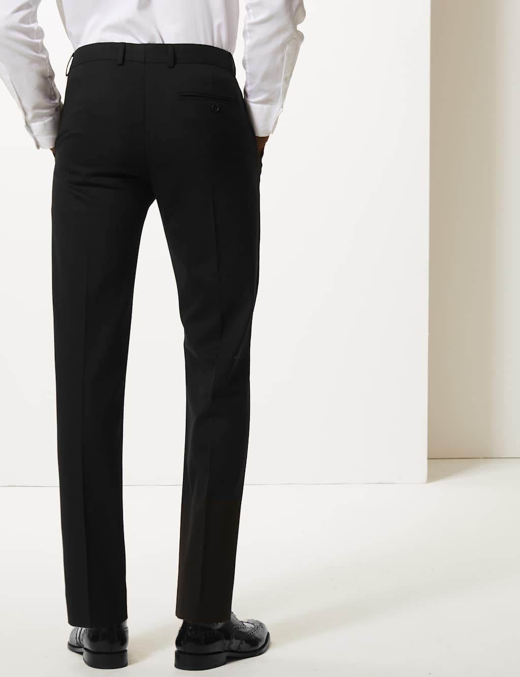Big & Tall Black Textured Slim Fit Trousers 4 of 5