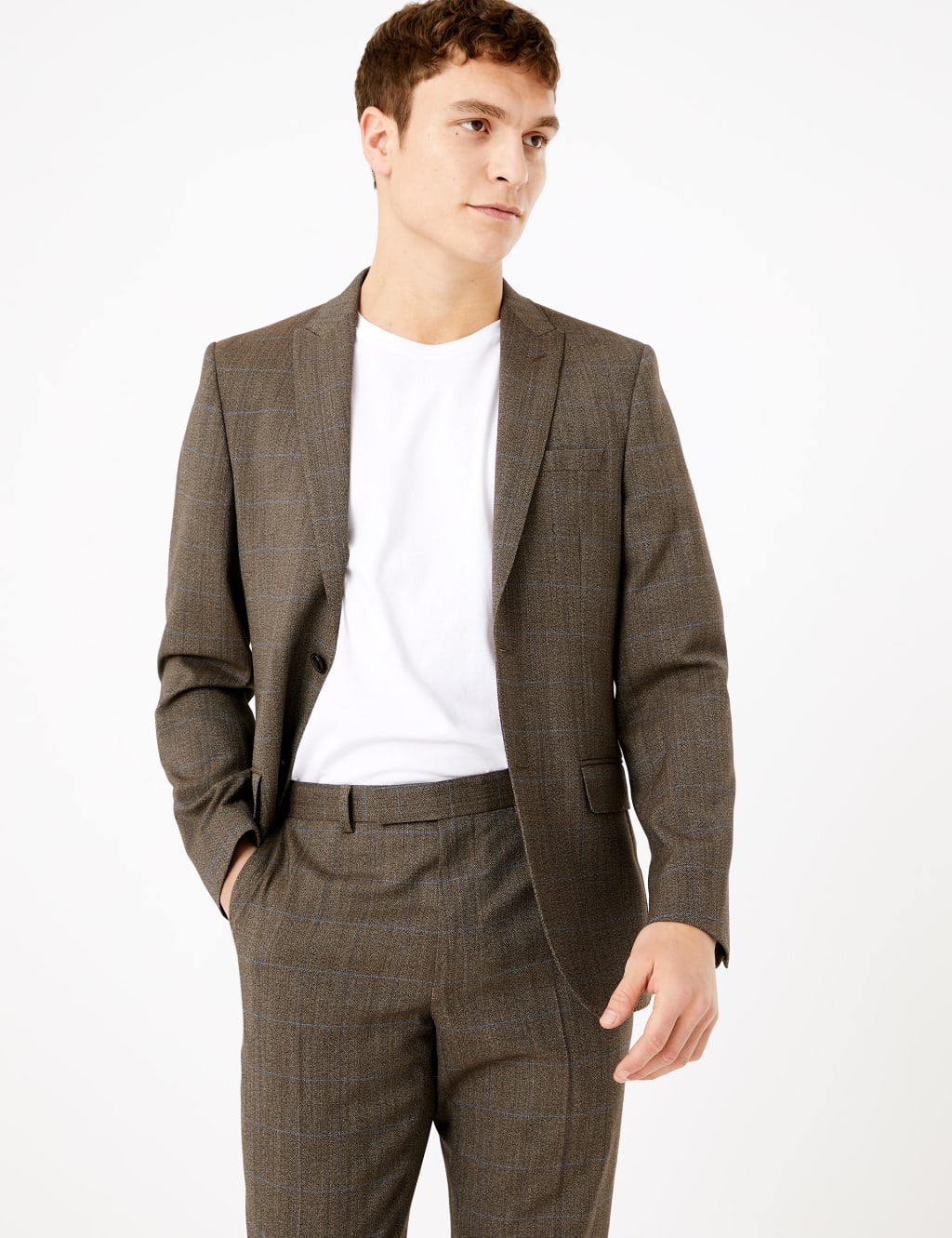 Brown Checked Slim Fit Jacket 8 of 8