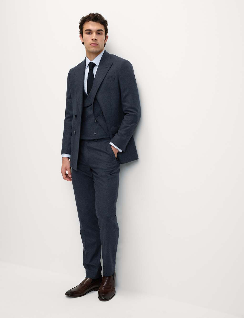 Tailored Fit Wool Rich Tweed Double Breasted Suit Jacket 1 of 7