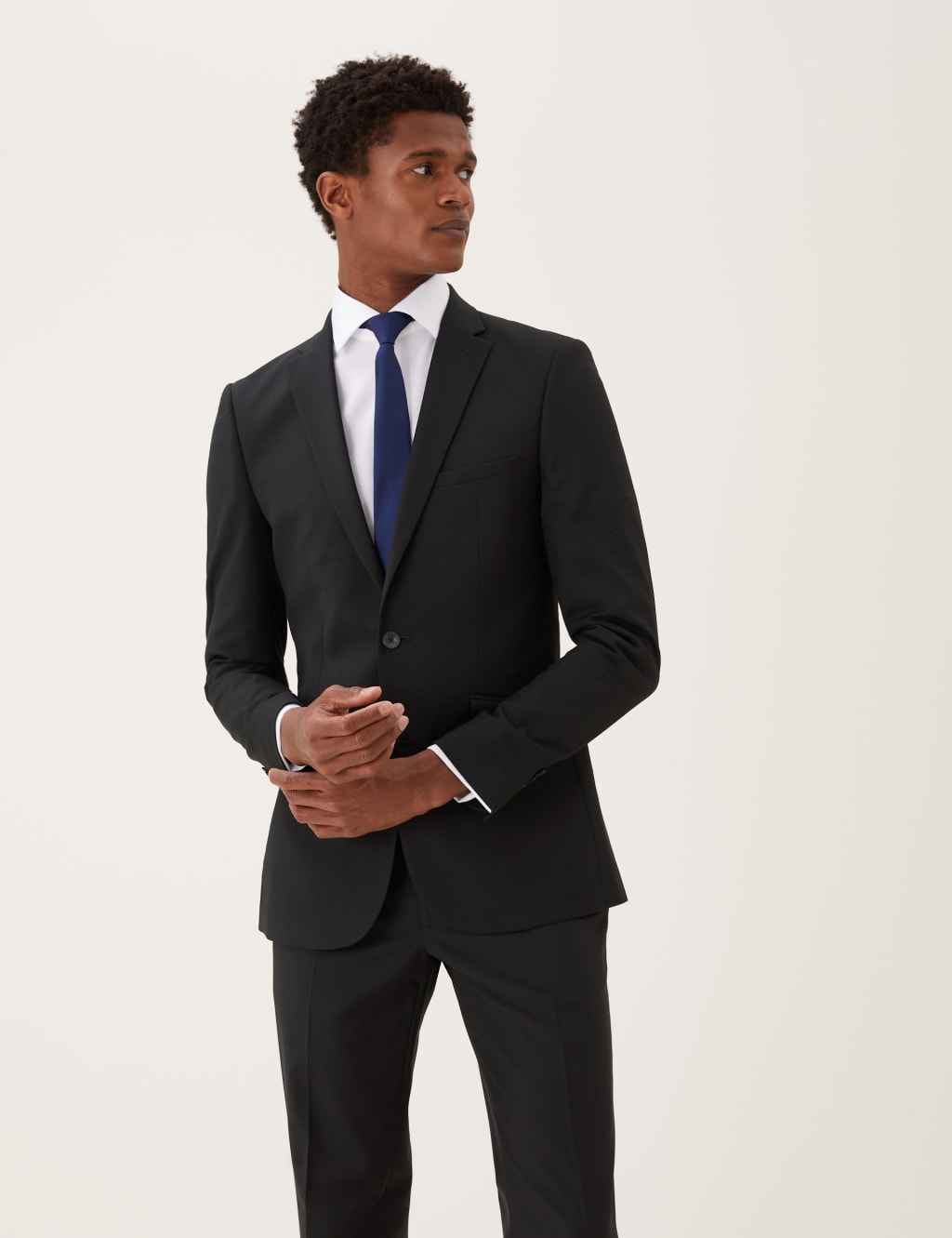 Black Skinny Fit Suit Jacket with Stretch M S Collection M S