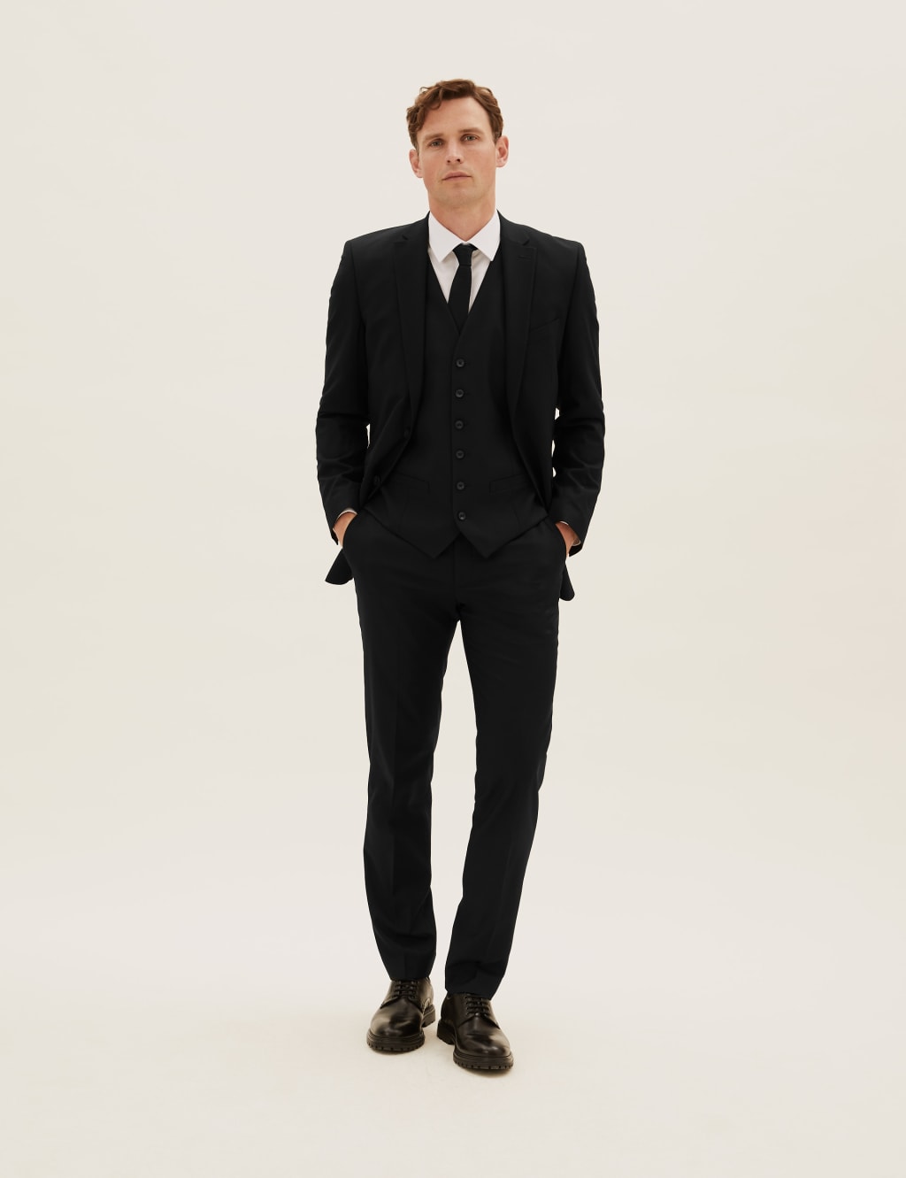 Black Tailored Fit Suit Jacket with Stretch M S Collection M S