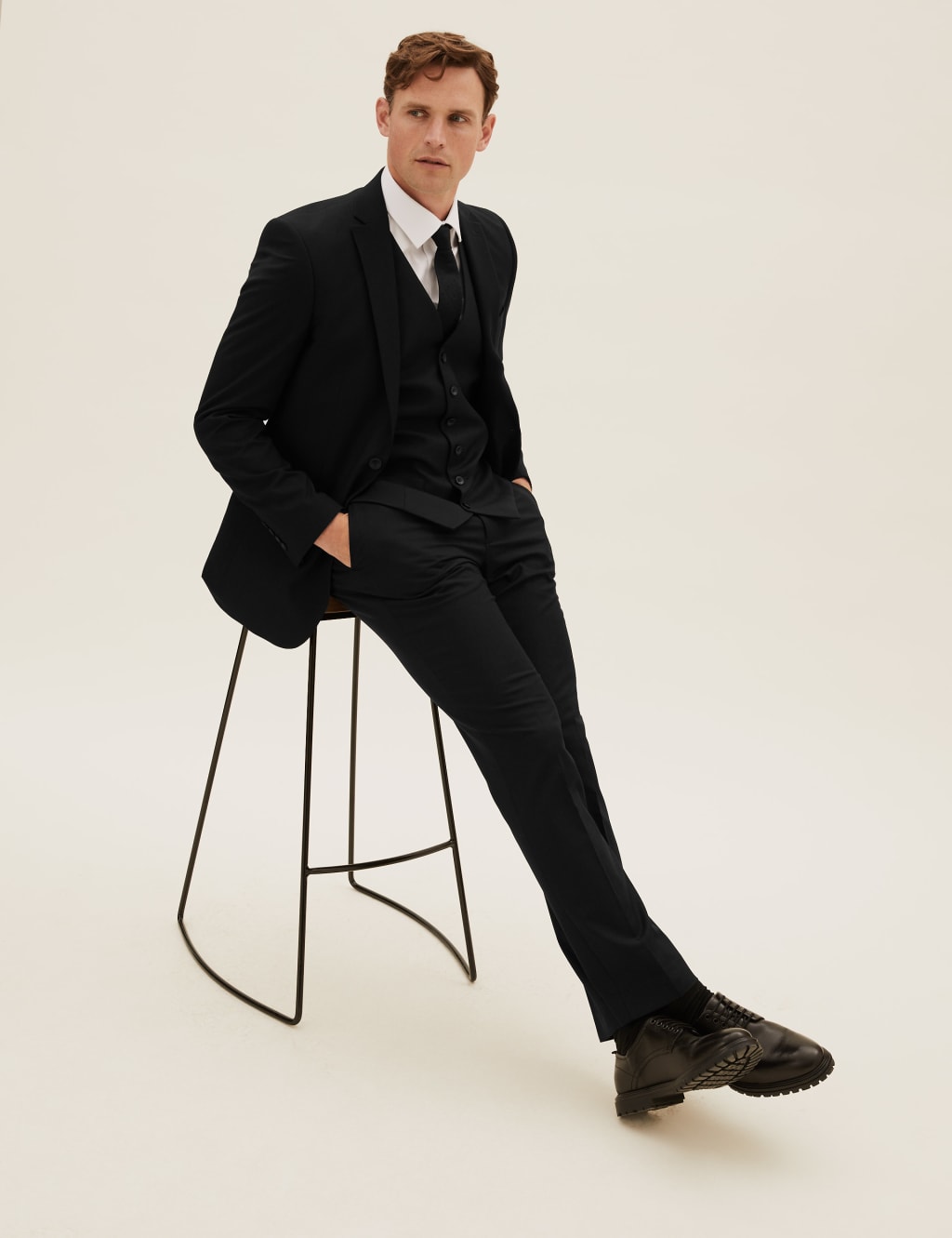 Black Tailored Fit Suit Jacket with Stretch 6 of 8