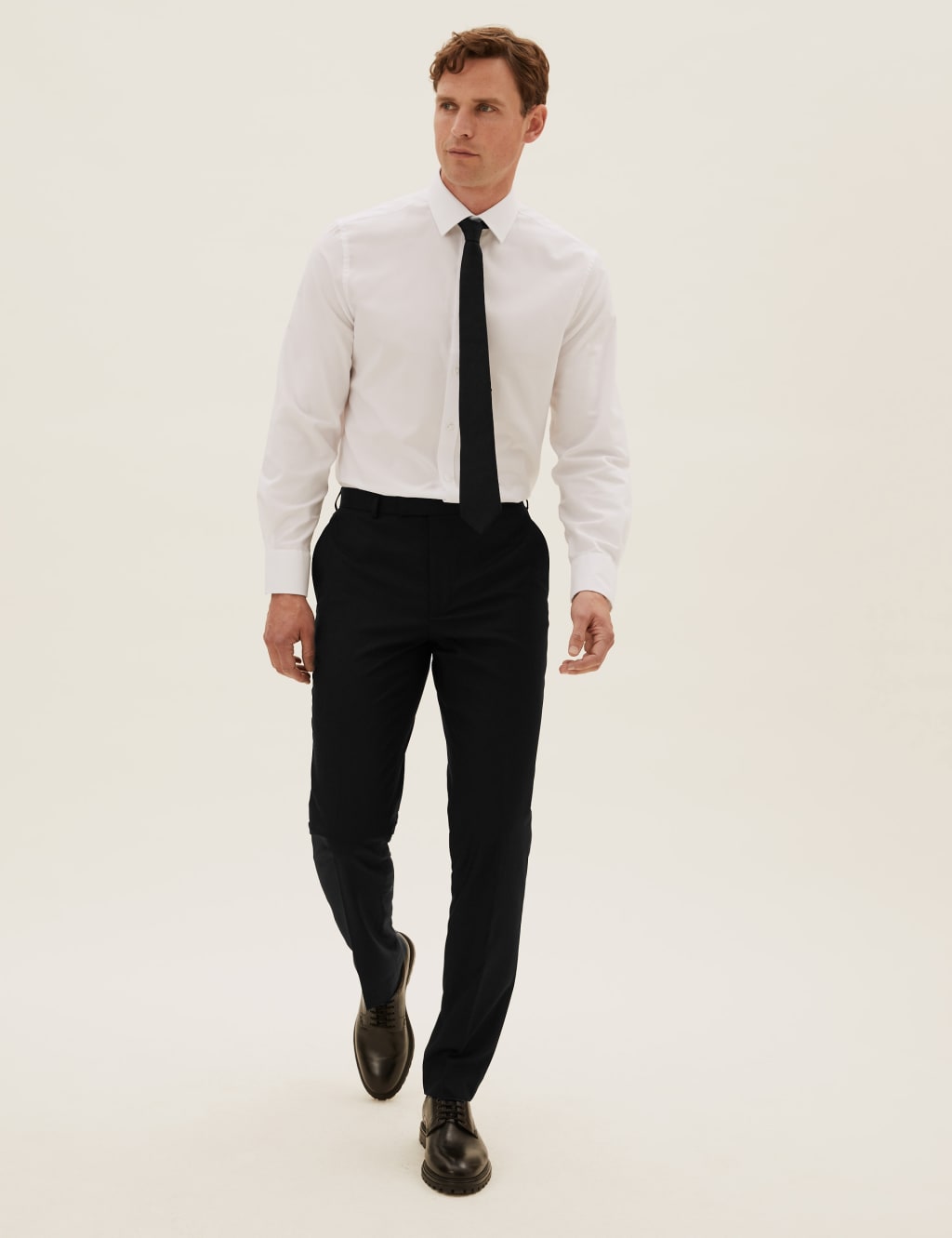 Black Tailored Fit Suit Trousers with Stretch 1 of 7