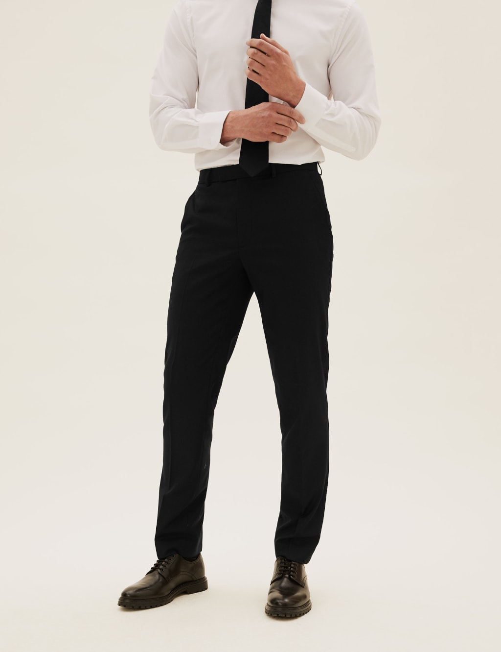 Black Tailored Fit Suit Trousers with Stretch 4 of 7