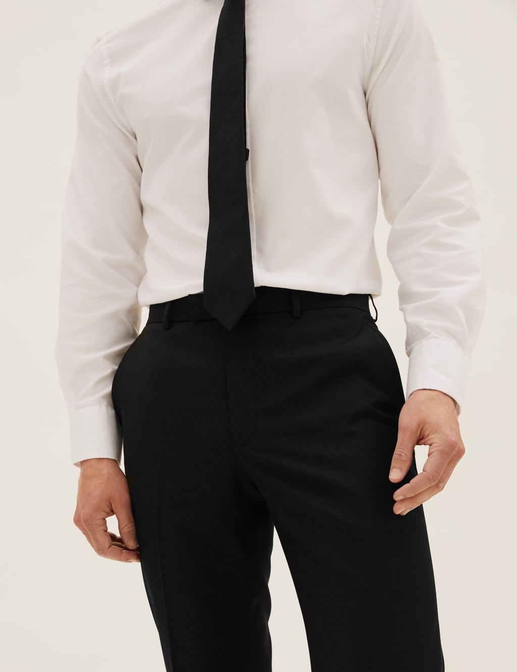 Black Tailored Fit Suit Trousers with Stretch 5 of 7