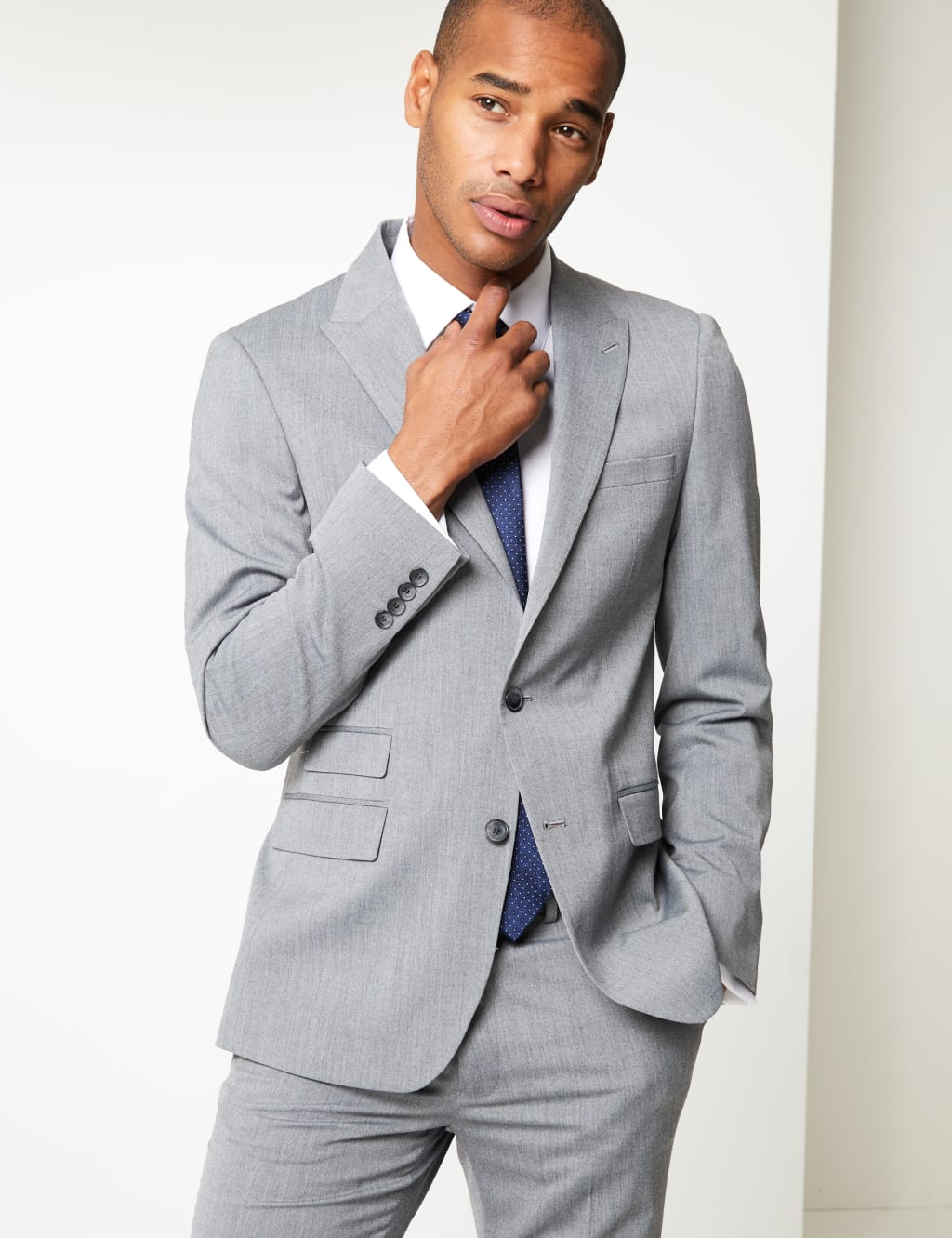 Grey Slim Fit Suit Jacket with Stretch M S Collection M S