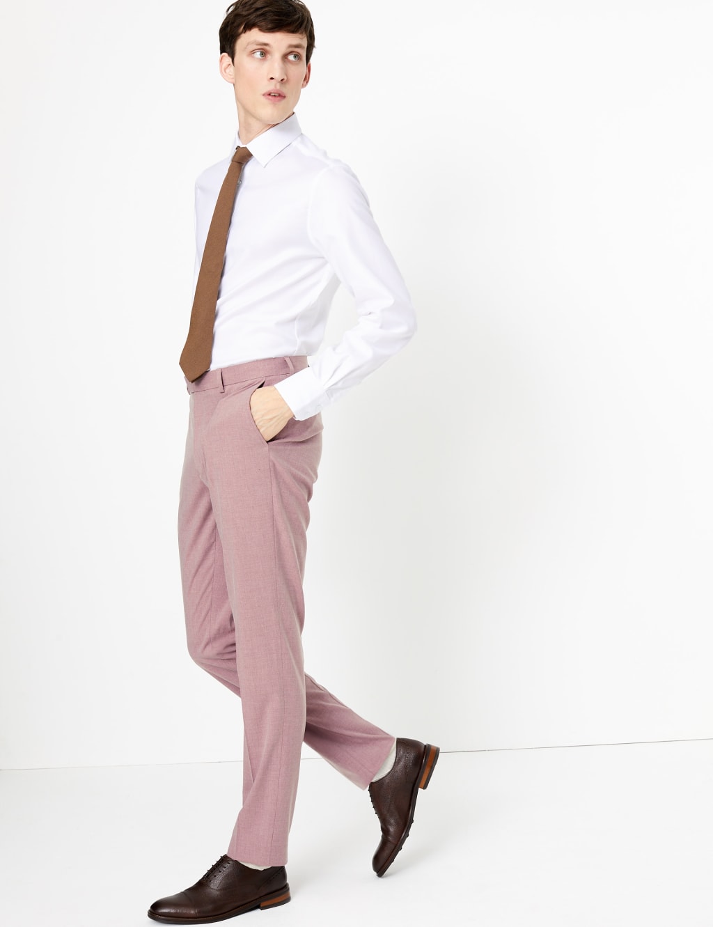 Pastel Slim Fit Trousers with Stretch 1 of 7