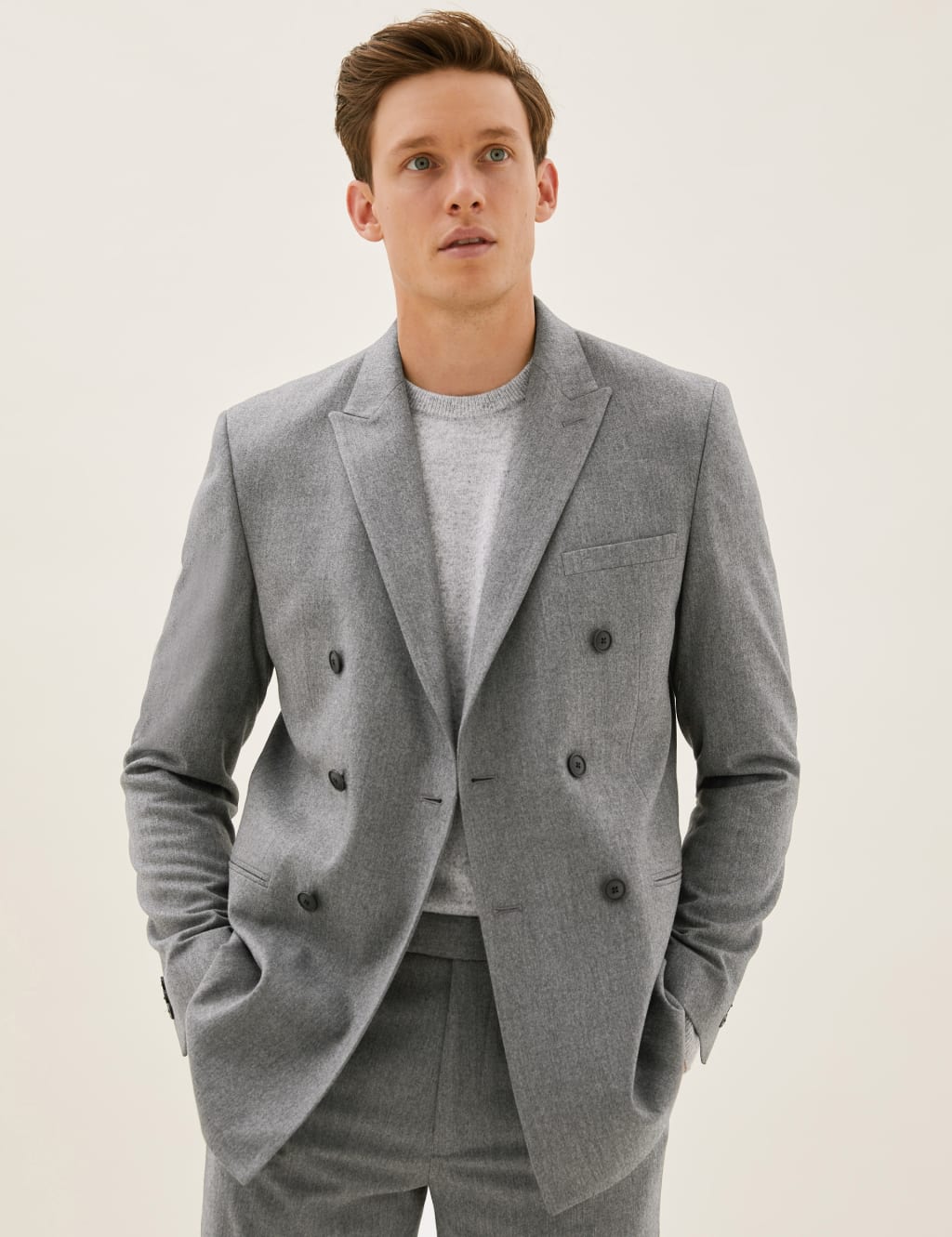 Grey double breasted jacket outlet