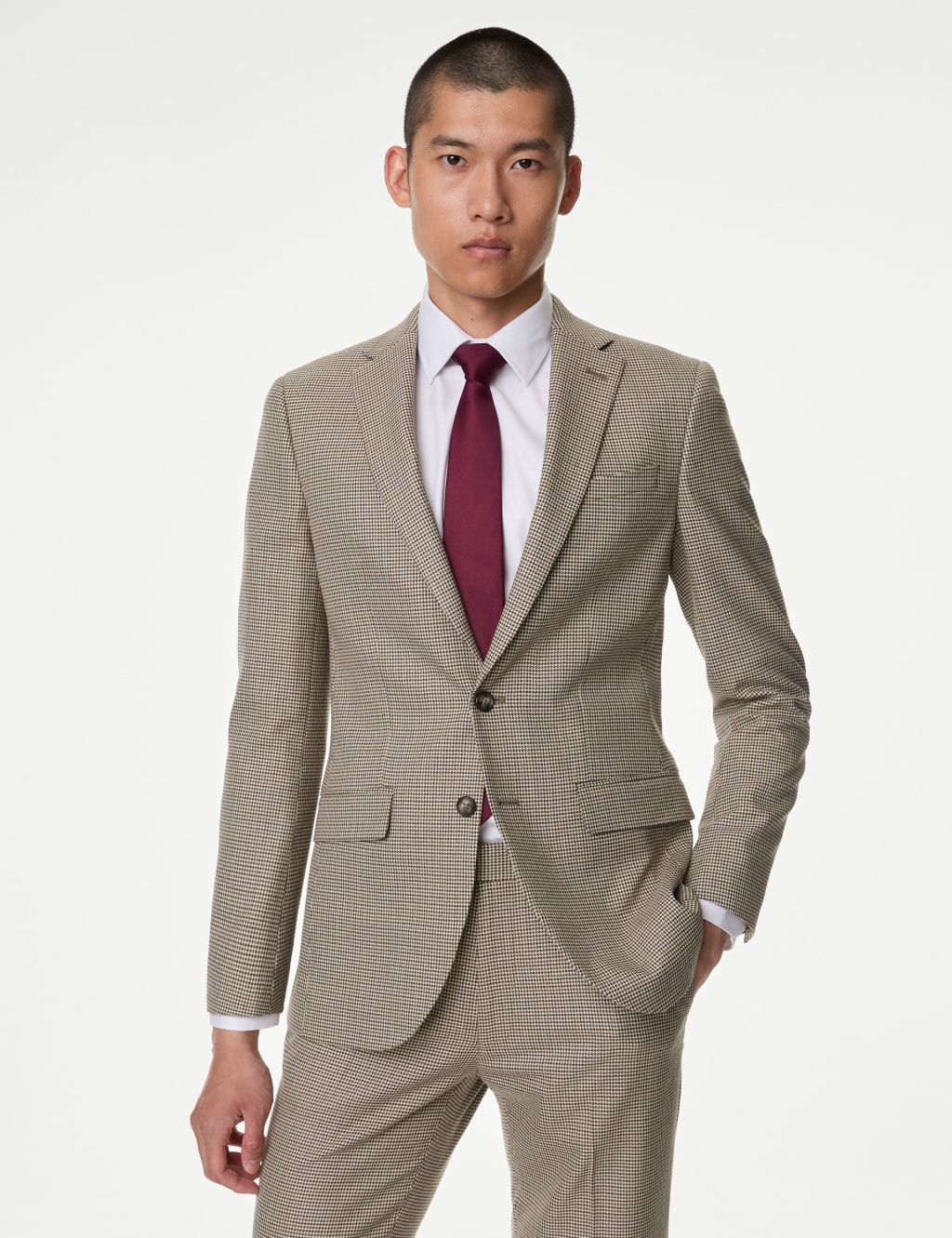 Slim Fit Puppytooth Stretch Suit Jacket M S Collection M S
