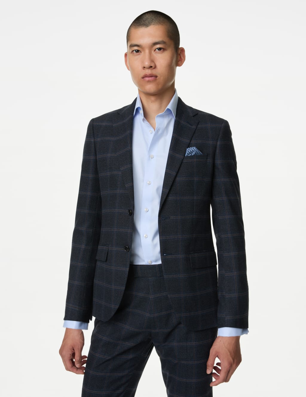 Mens skinny check suit top