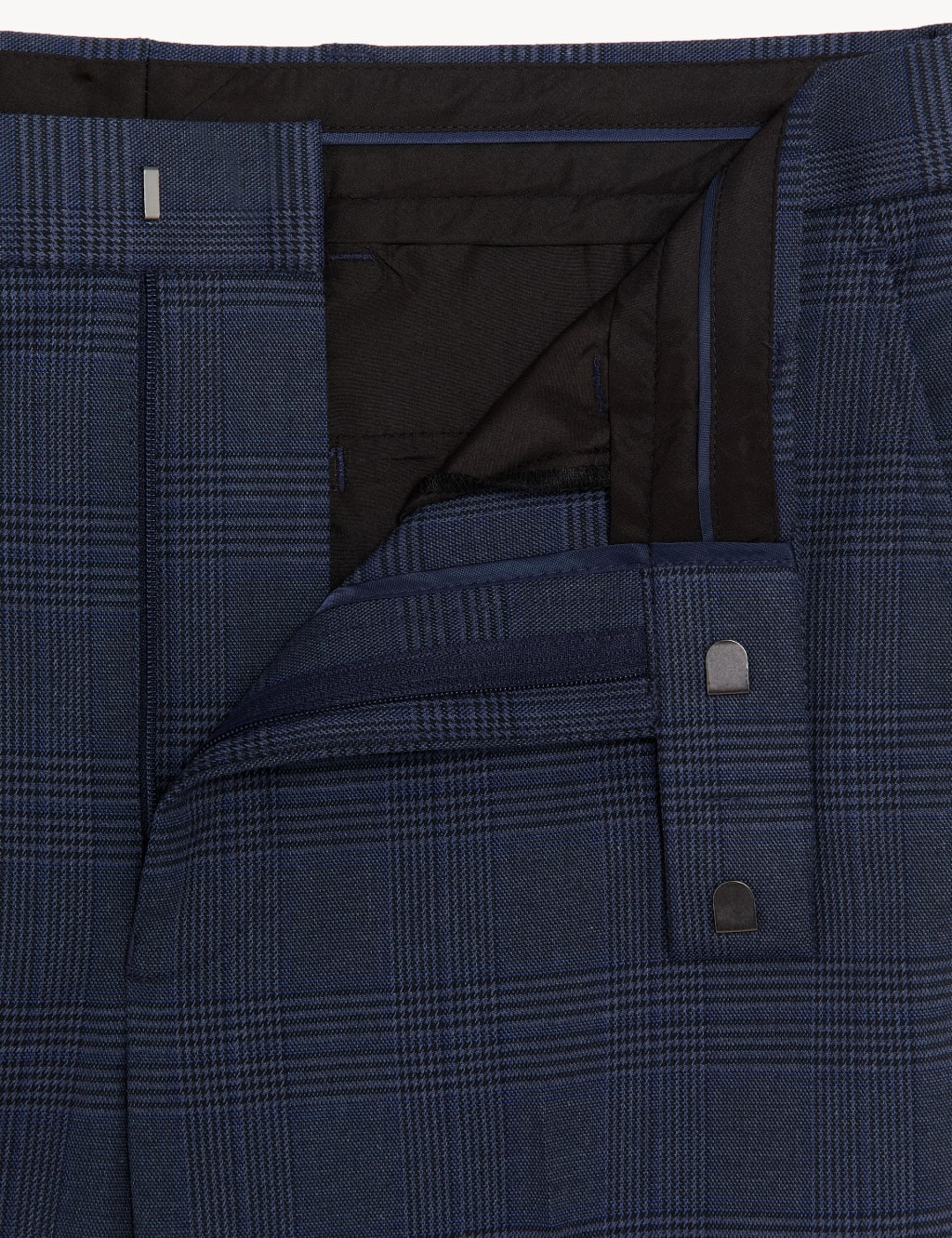 Regular Fit Check Stretch Suit Trousers 3 of 8