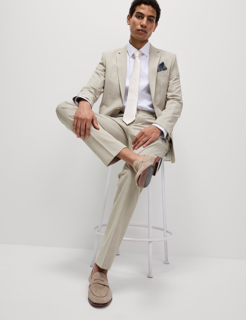 Slim Fit Check Suit Trousers 6 of 7