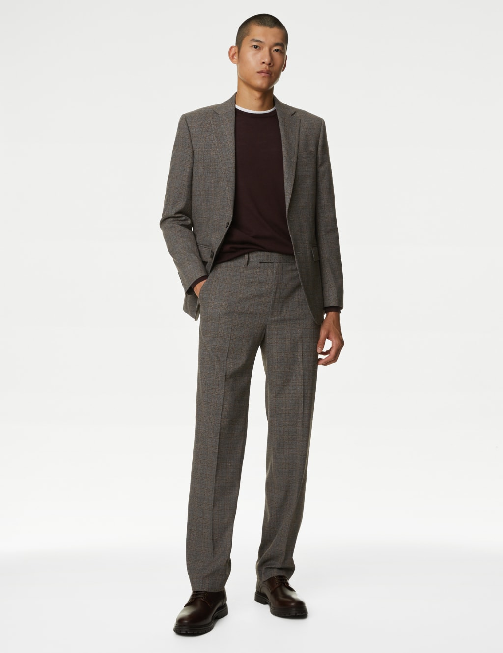 Regular Fit Prince of Wales Check Trousers 1 of 8